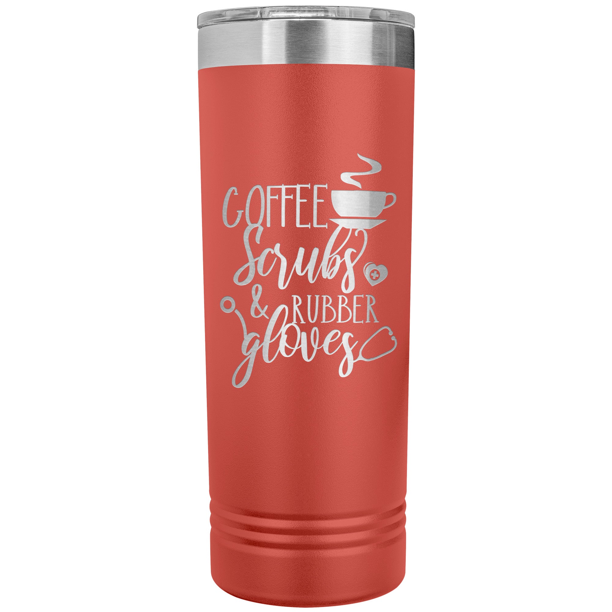 Coffee, Scrubs, and Rubber Gloves 22oz Polar Camel Skinny Tumbler - Stylish and Functional Drinkware for Healthcare Professionals