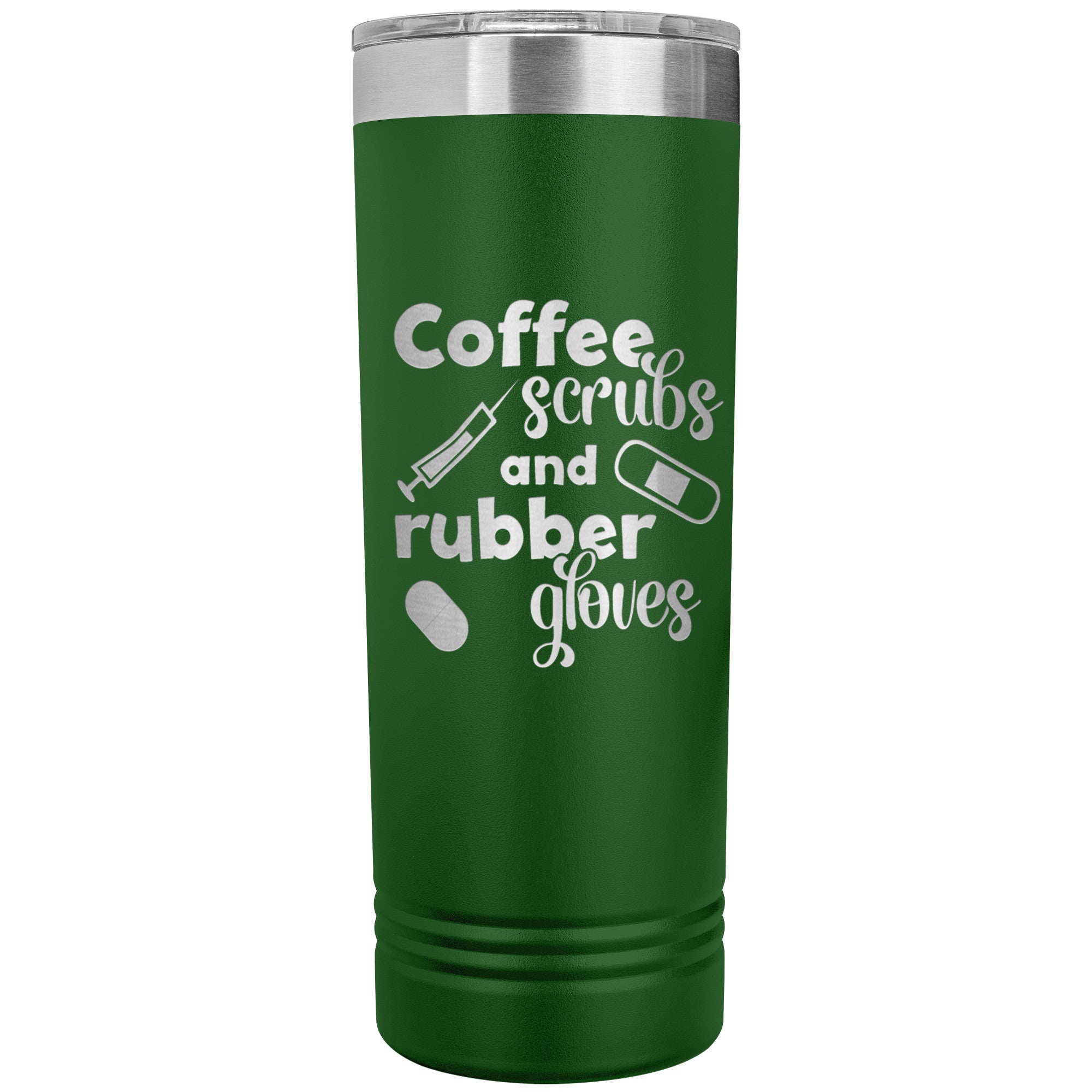 Coffee, Scrubs, and Rubber Gloves 22oz Polar Camel Skinny Tumbler - Perfect for Healthcare Heroes