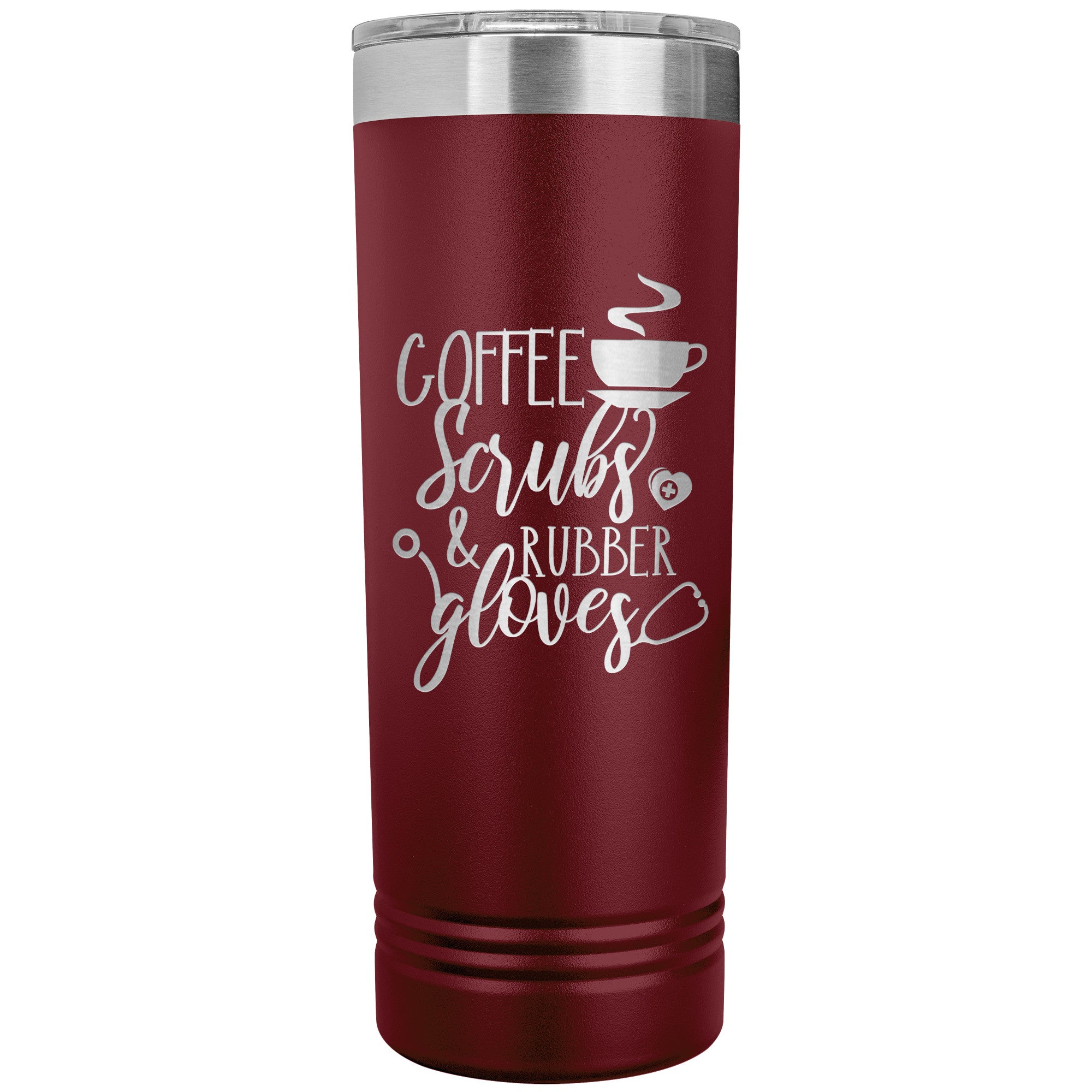 Coffee, Scrubs, and Rubber Gloves 22oz Polar Camel Skinny Tumbler - Stylish and Functional Drinkware for Healthcare Professionals