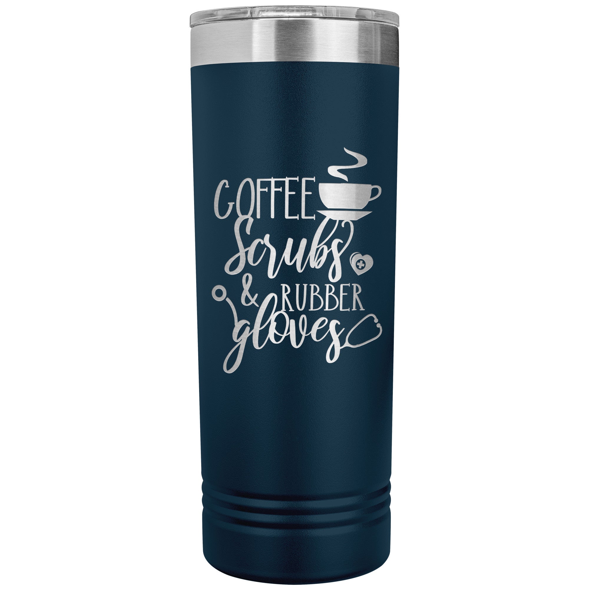 Coffee, Scrubs, and Rubber Gloves 22oz Polar Camel Skinny Tumbler - Stylish and Functional Drinkware for Healthcare Professionals