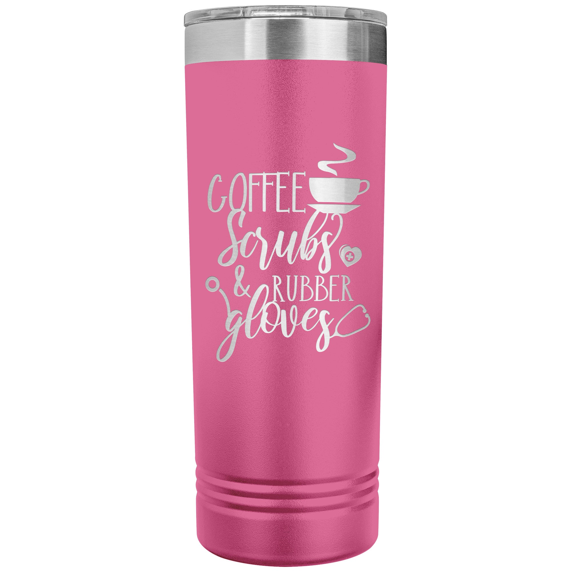 Coffee, Scrubs, and Rubber Gloves 22oz Polar Camel Skinny Tumbler - Stylish and Functional Drinkware for Healthcare Professionals