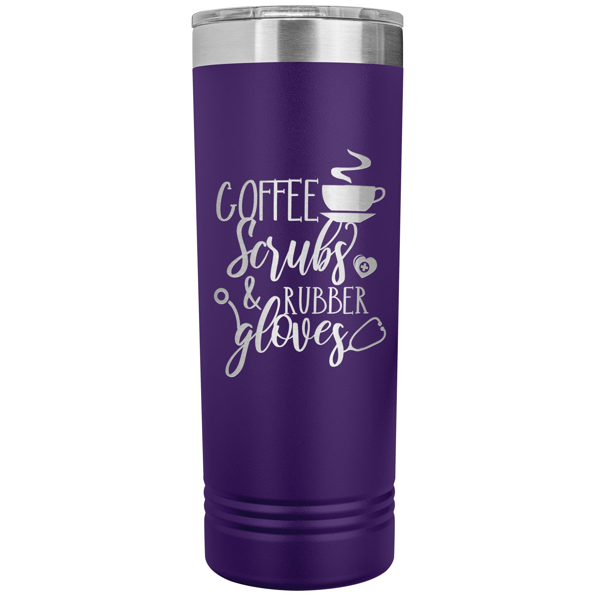 Coffee, Scrubs, and Rubber Gloves 22oz Polar Camel Skinny Tumbler - Stylish and Functional Drinkware for Healthcare Professionals