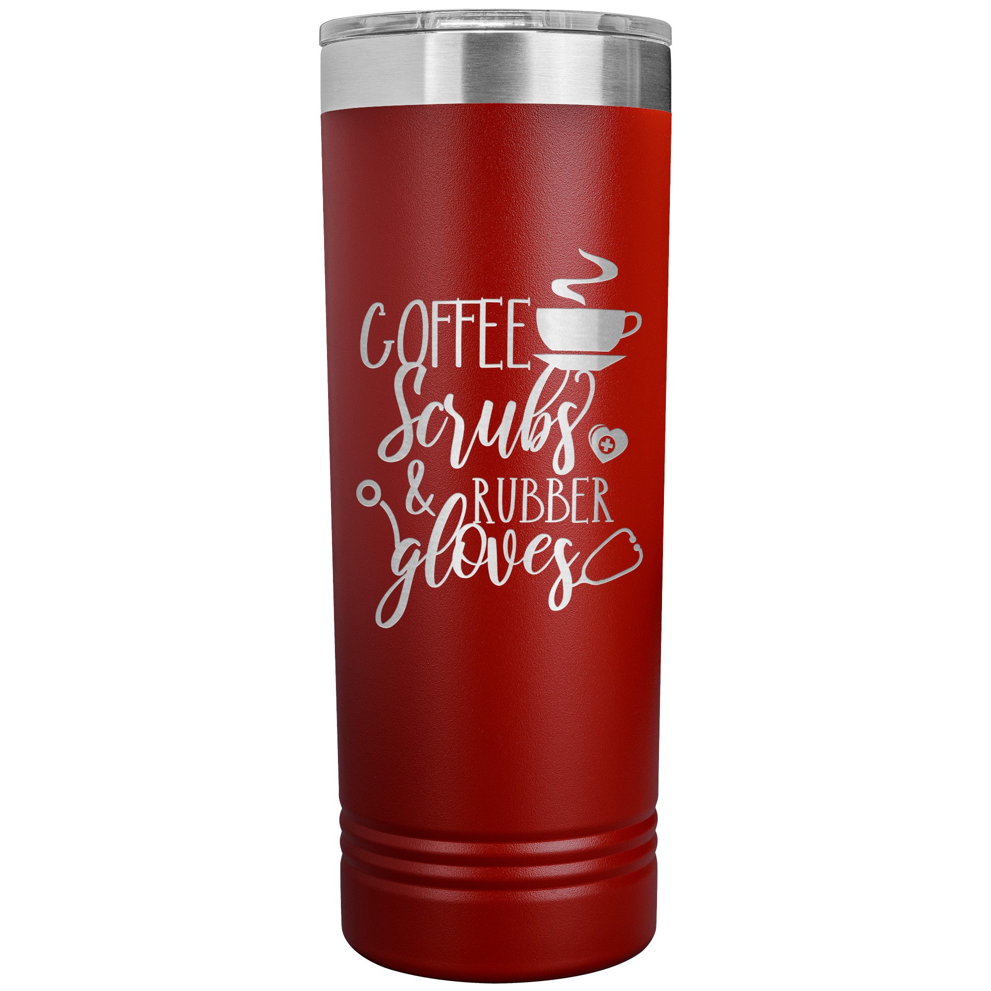 Coffee, Scrubs, and Rubber Gloves 22oz Polar Camel Skinny Tumbler - Stylish and Functional Drinkware for Healthcare Professionals