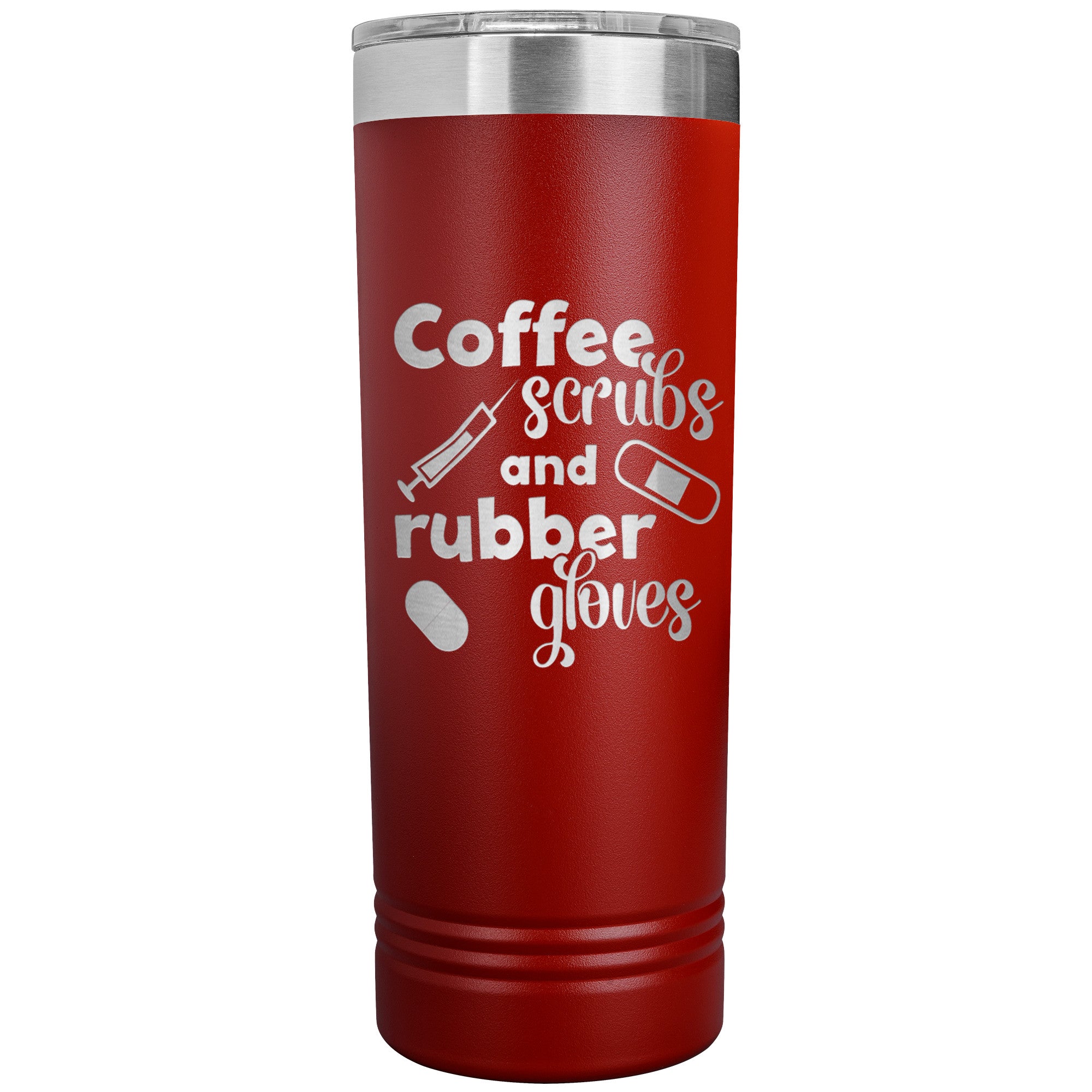 Coffee, Scrubs, and Rubber Gloves 22oz Polar Camel Skinny Tumbler - Perfect for Healthcare Heroes