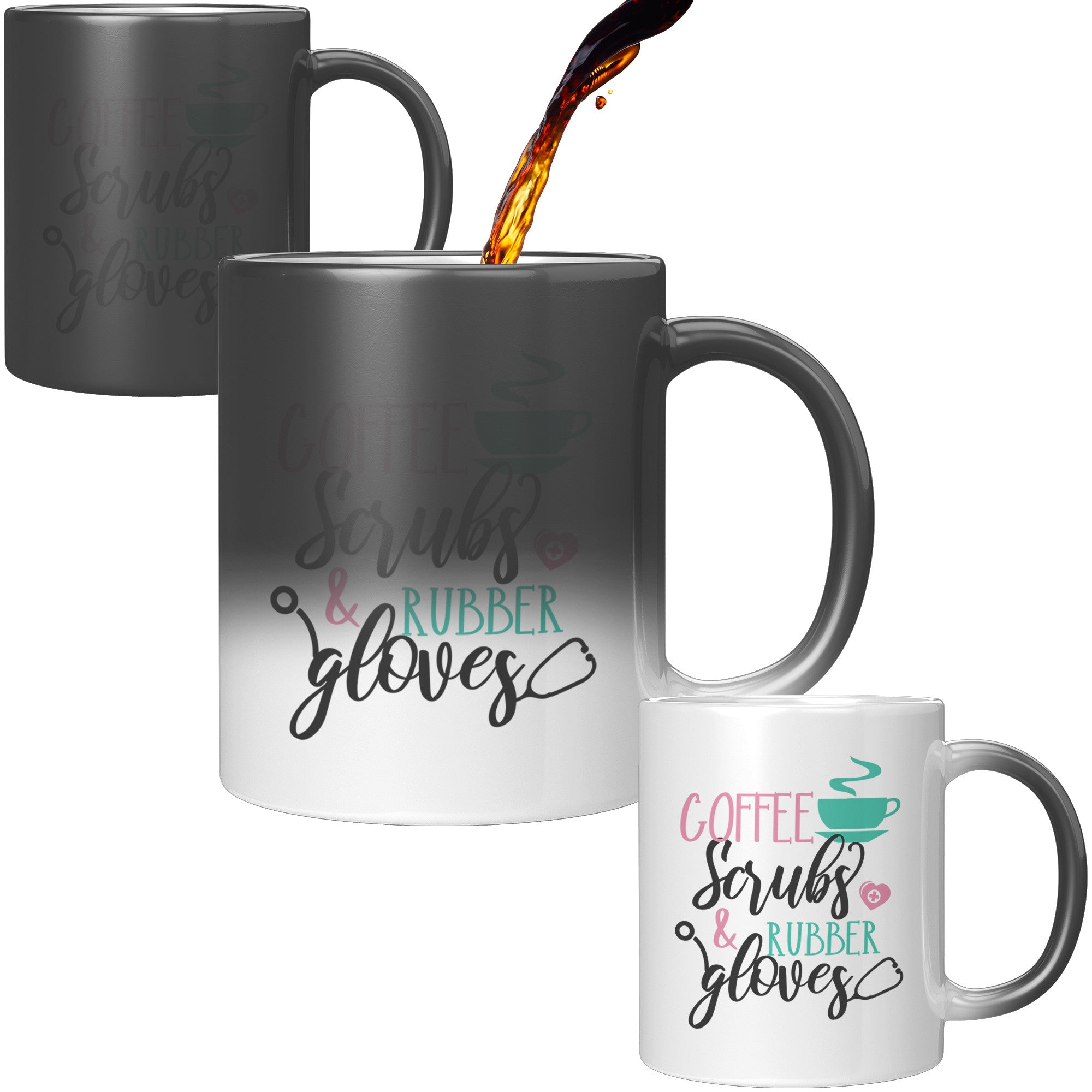 Coffee, Scrubs, and Rubber Gloves – 11oz Color-Changing Magic Mug for Healthcare Heroes