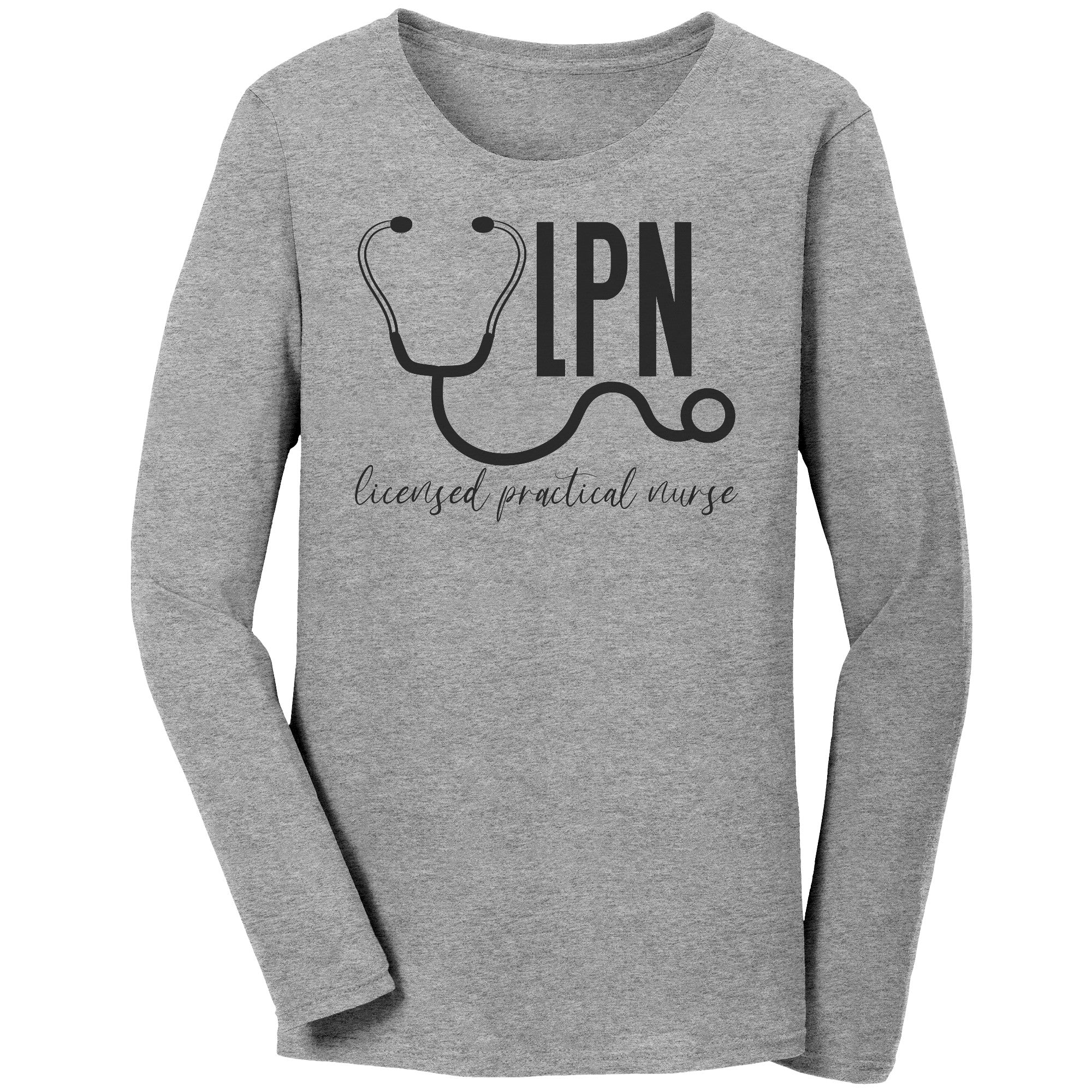 Elegant 'Licensed Practical Nurse' Long Sleeve Shirt with Stethoscope Design - Premium Cotton Tee