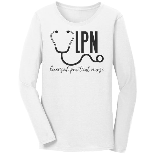 Elegant 'Licensed Practical Nurse' Long Sleeve Shirt with Stethoscope Design - Premium Cotton Tee