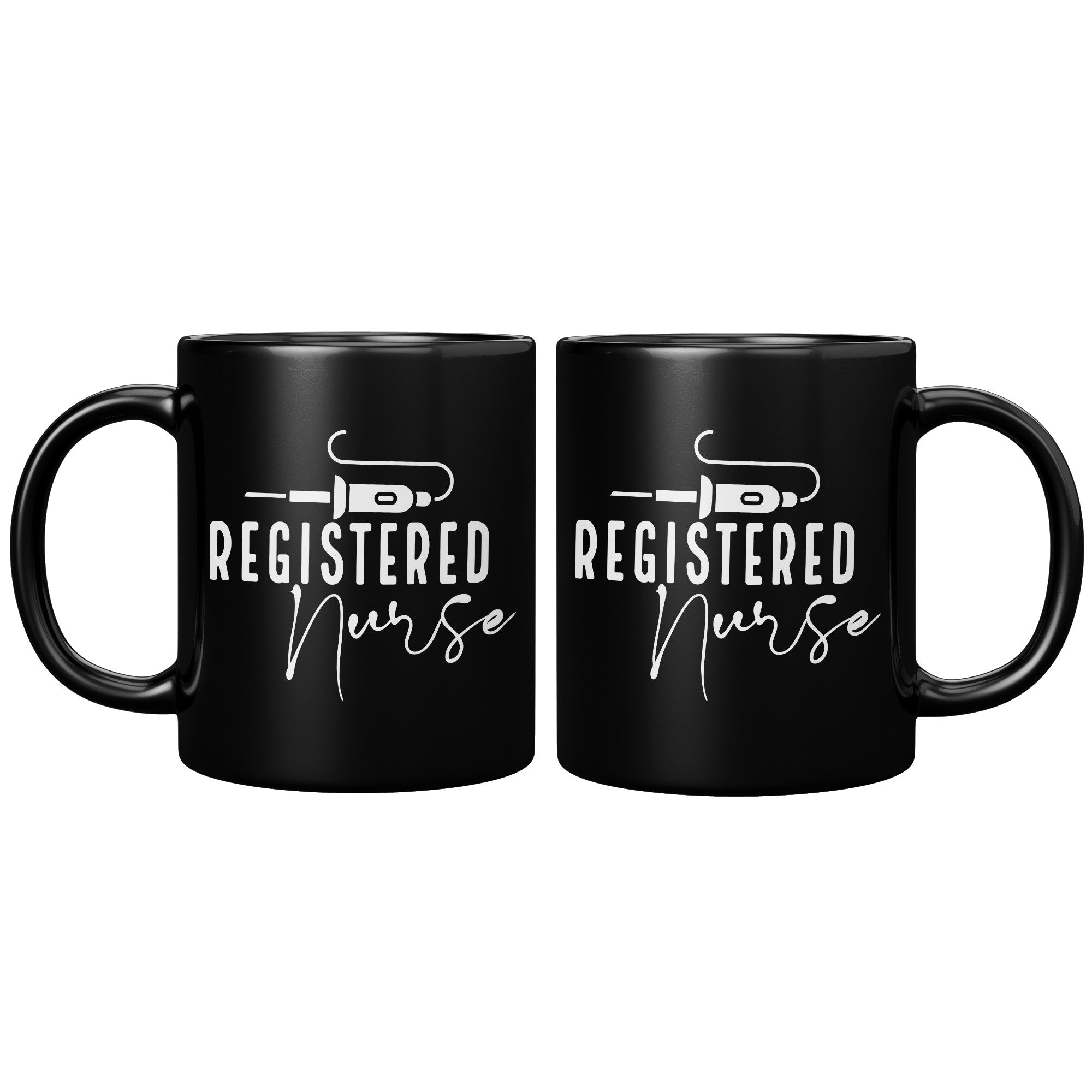 Elite Registered Nurse 11 oz Insulated Black Mug – Vibrant & Durable with Needle Artwork