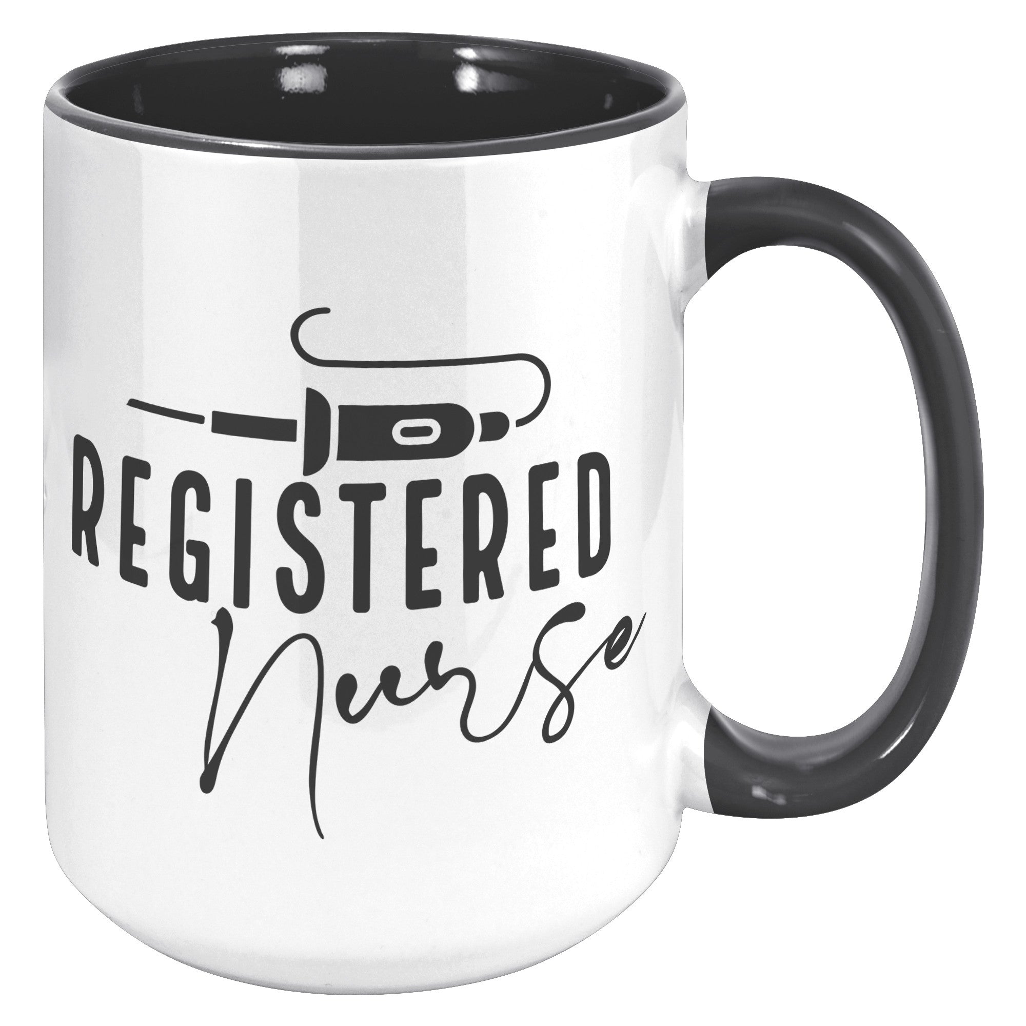 Energize Your Day: Registered Nurse 15oz Accent Mug with Vibrant Needle Design
