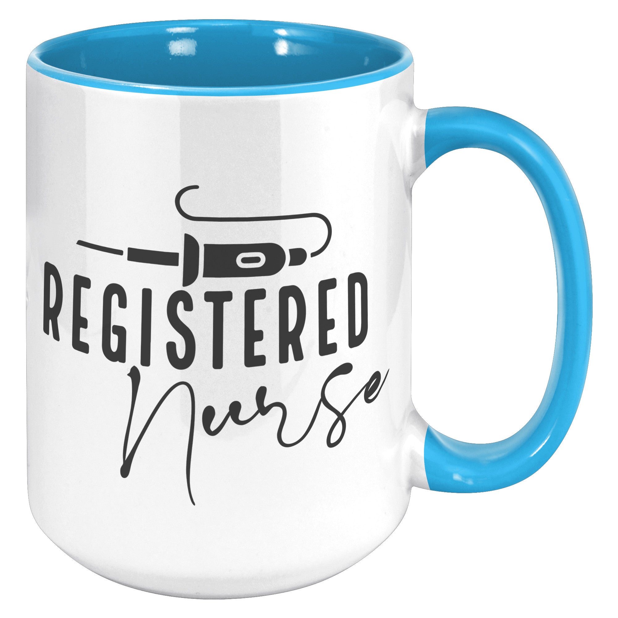 Energize Your Day: Registered Nurse 15oz Accent Mug with Vibrant Needle Design