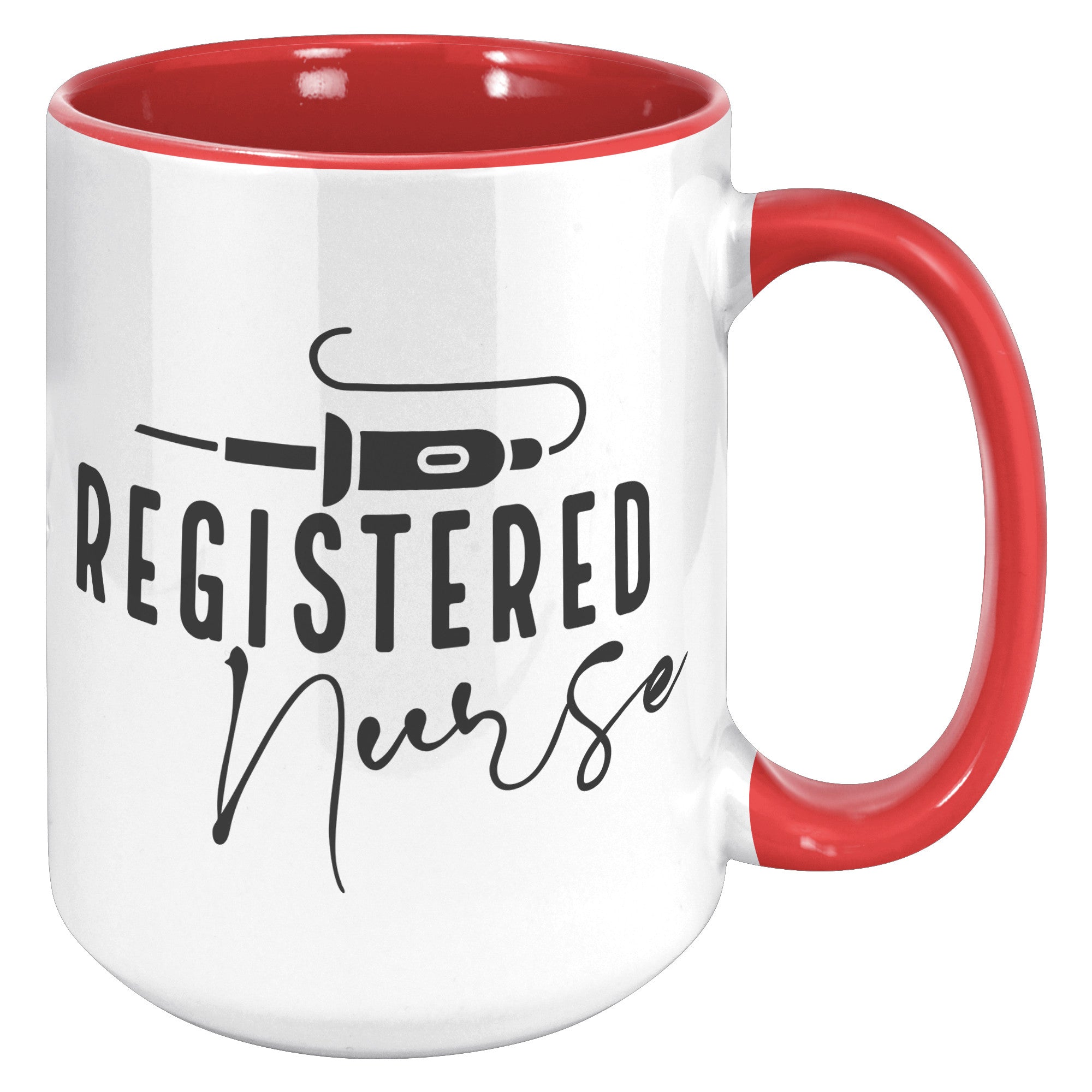 Energize Your Day: Registered Nurse 15oz Accent Mug with Vibrant Needle Design