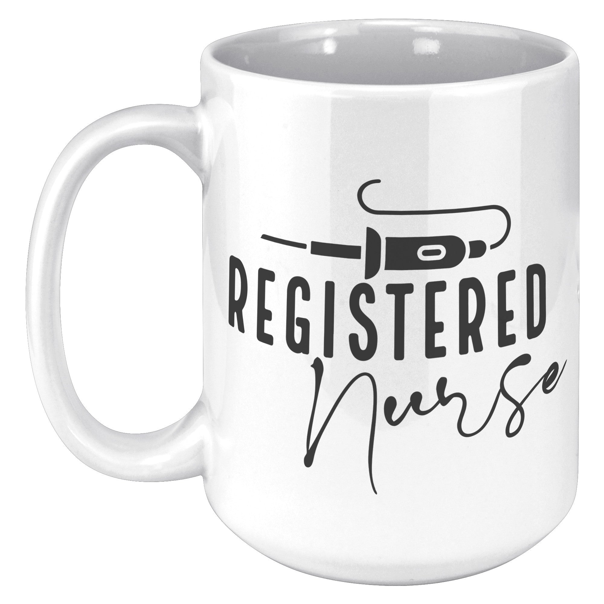 Energize Your Day: Registered Nurse 15oz Accent Mug with Vibrant Needle Design
