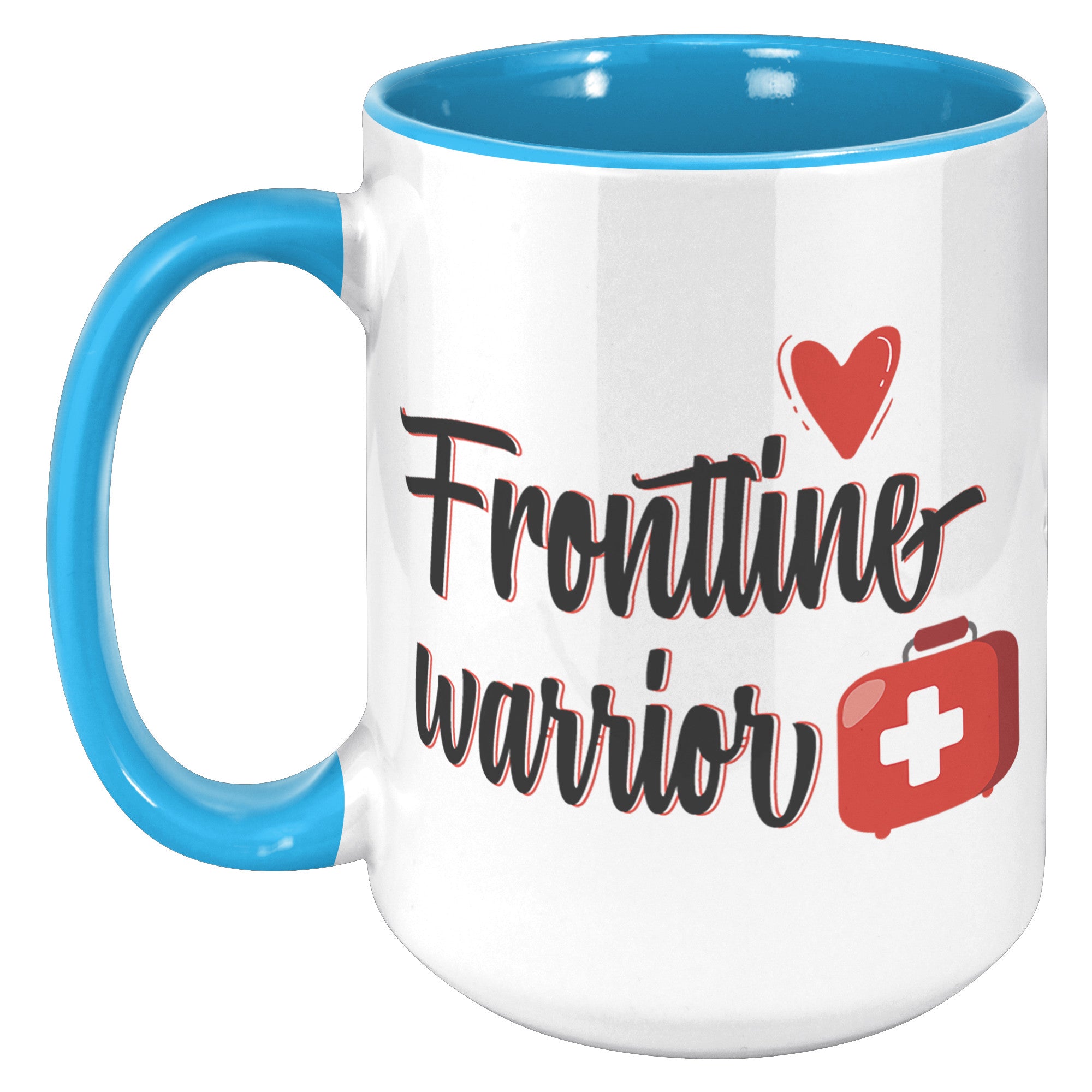 Frontline Warrior 15oz Accent Mug – ORCA Coated, Vibrant Red Design for Healthcare Heroes