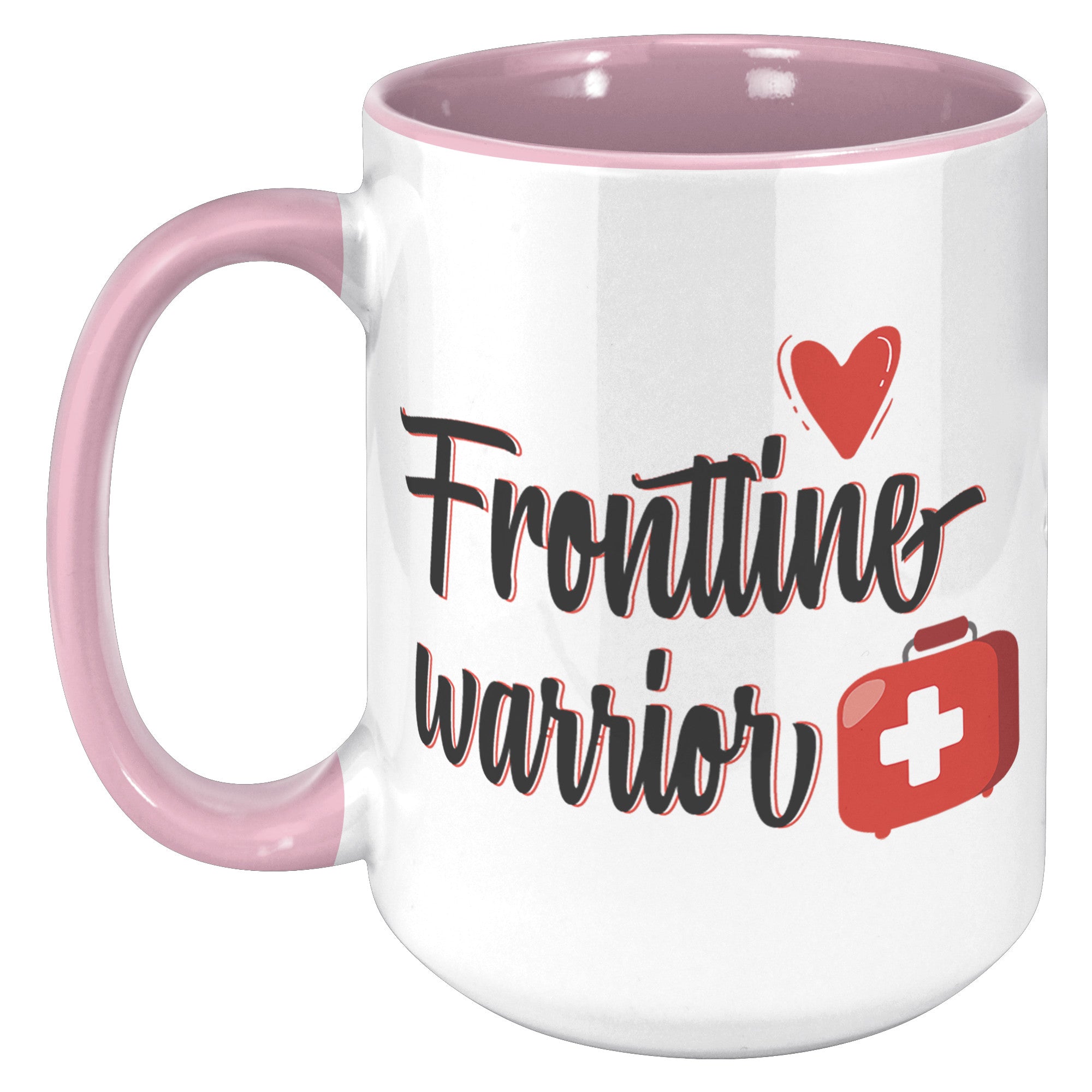 Frontline Warrior 15oz Accent Mug – ORCA Coated, Vibrant Red Design for Healthcare Heroes