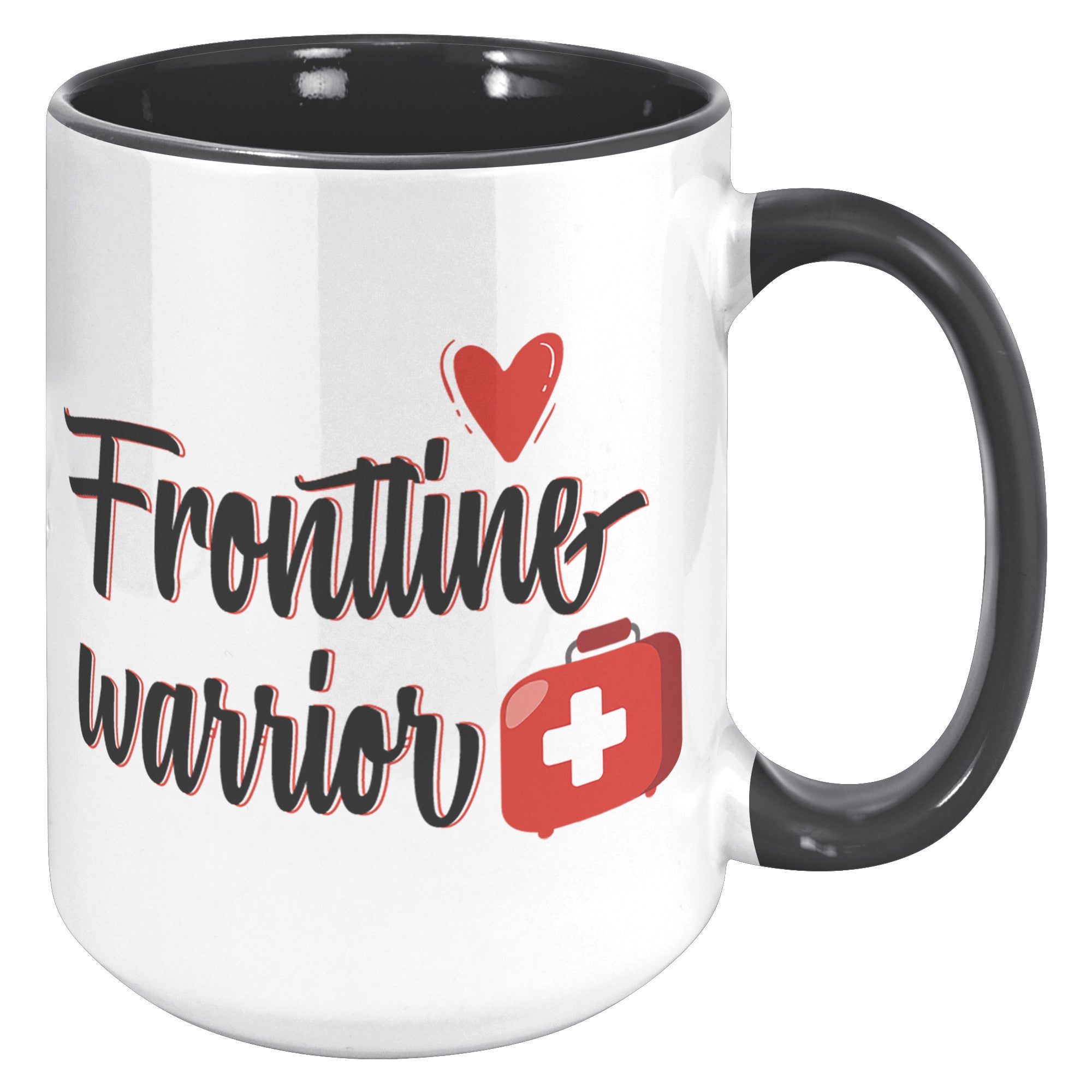Frontline Warrior 15oz Accent Mug – ORCA Coated, Vibrant Red Design for Healthcare Heroes