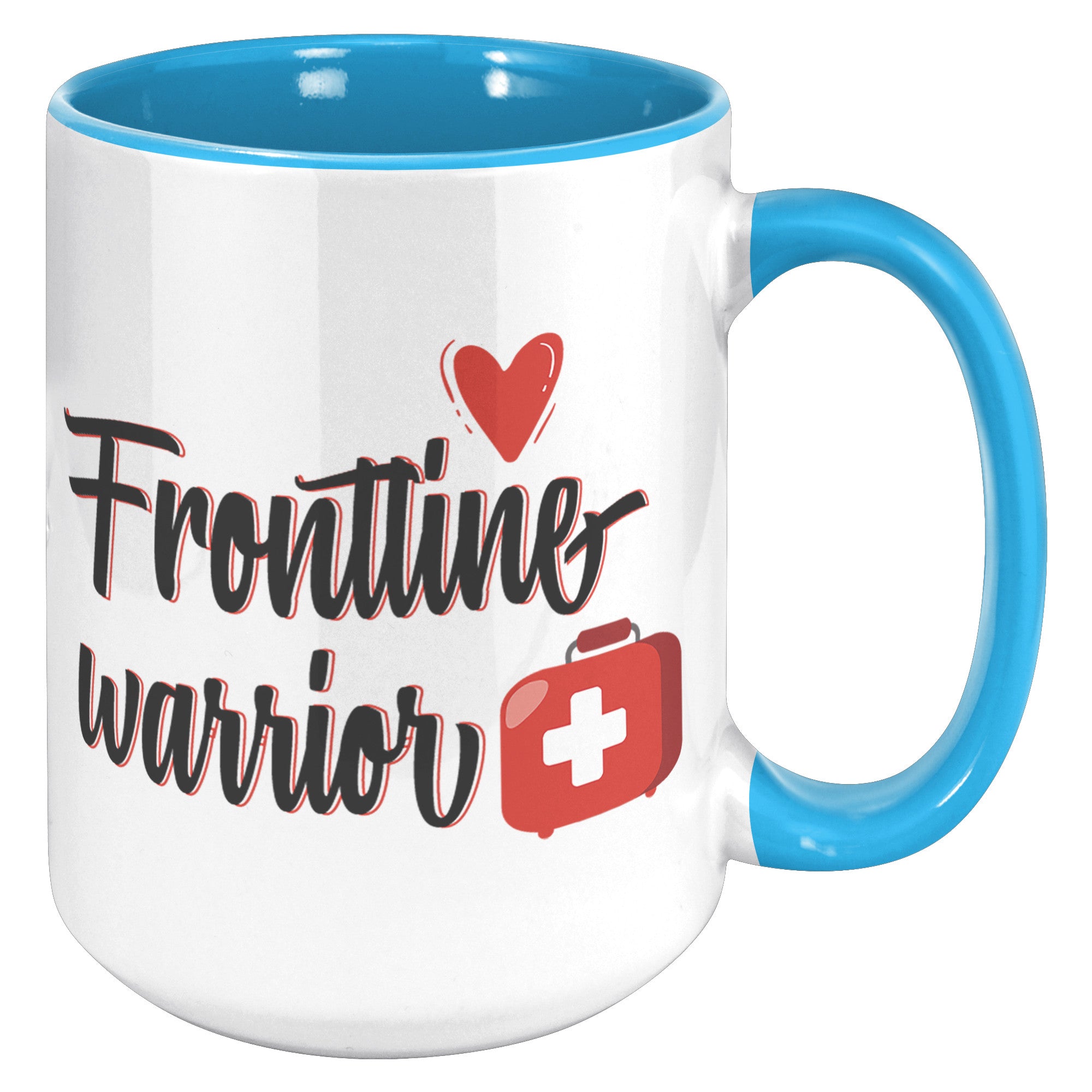 Frontline Warrior 15oz Accent Mug – ORCA Coated, Vibrant Red Design for Healthcare Heroes