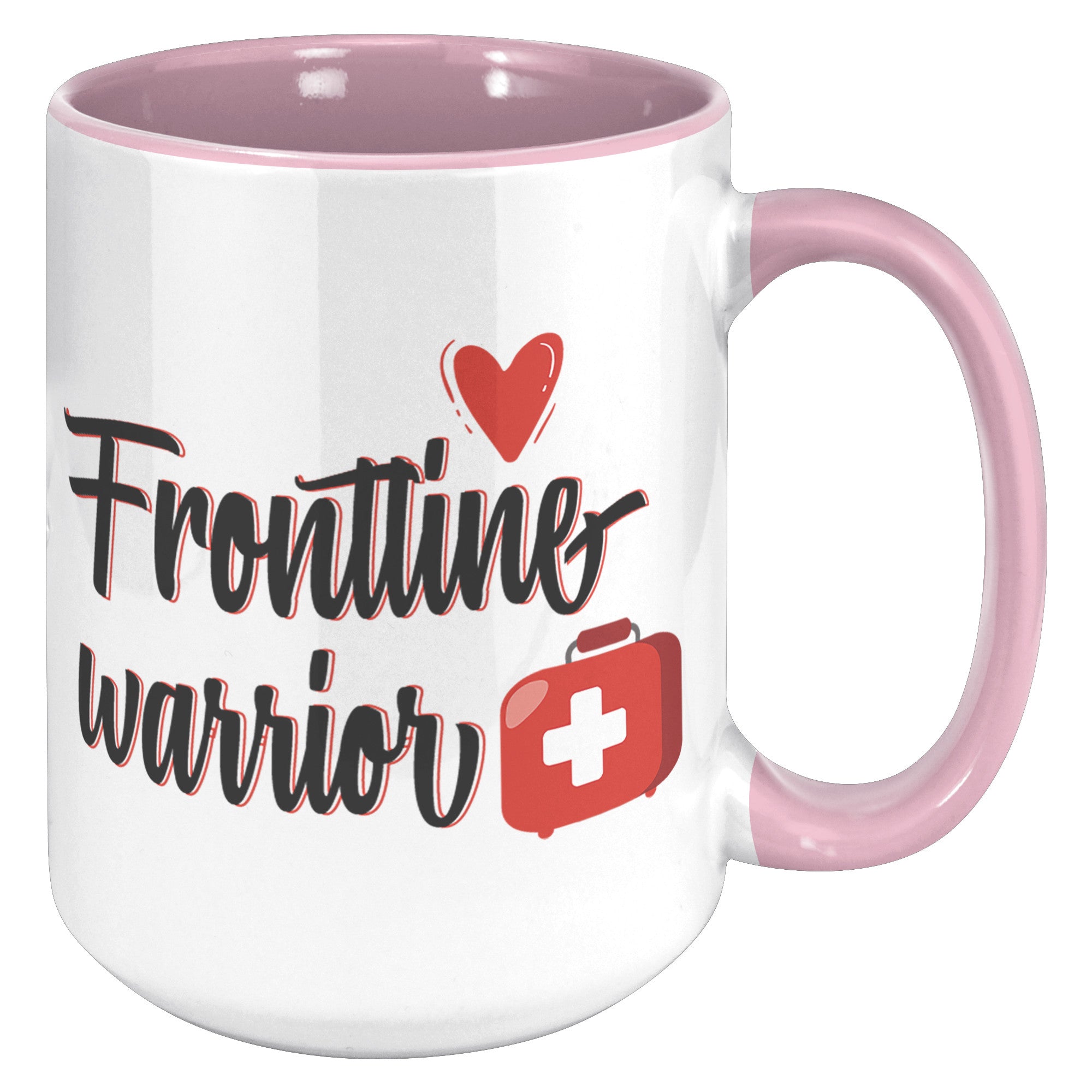Frontline Warrior 15oz Accent Mug – ORCA Coated, Vibrant Red Design for Healthcare Heroes