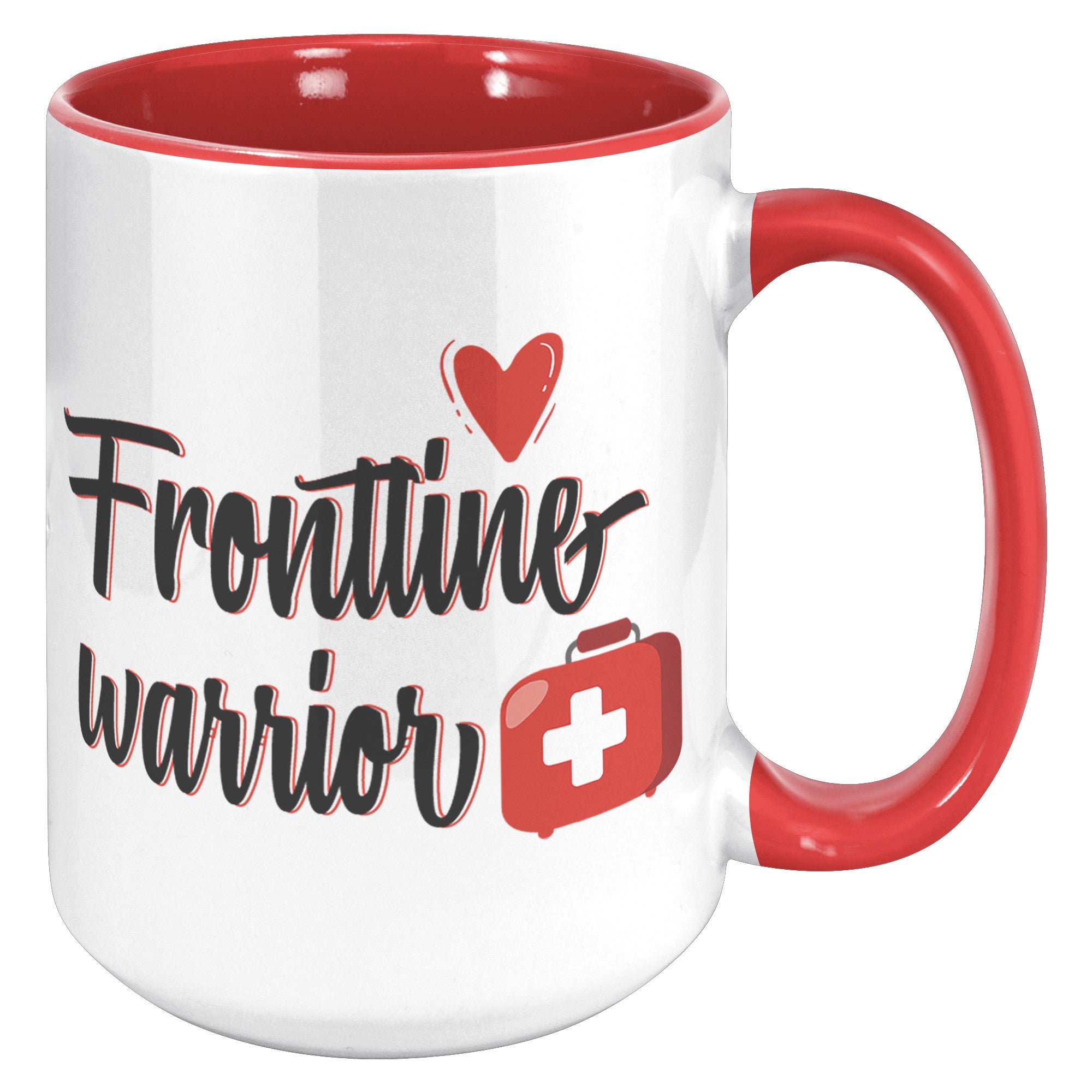 Frontline Warrior 15oz Accent Mug – ORCA Coated, Vibrant Red Design for Healthcare Heroes