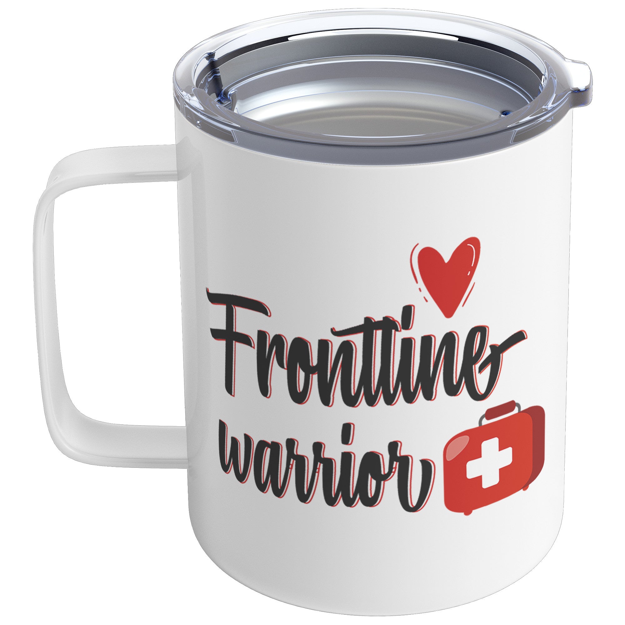 Frontline Warrior Design on 12oz Insulated Coffee Mug for Healthcare Heroes