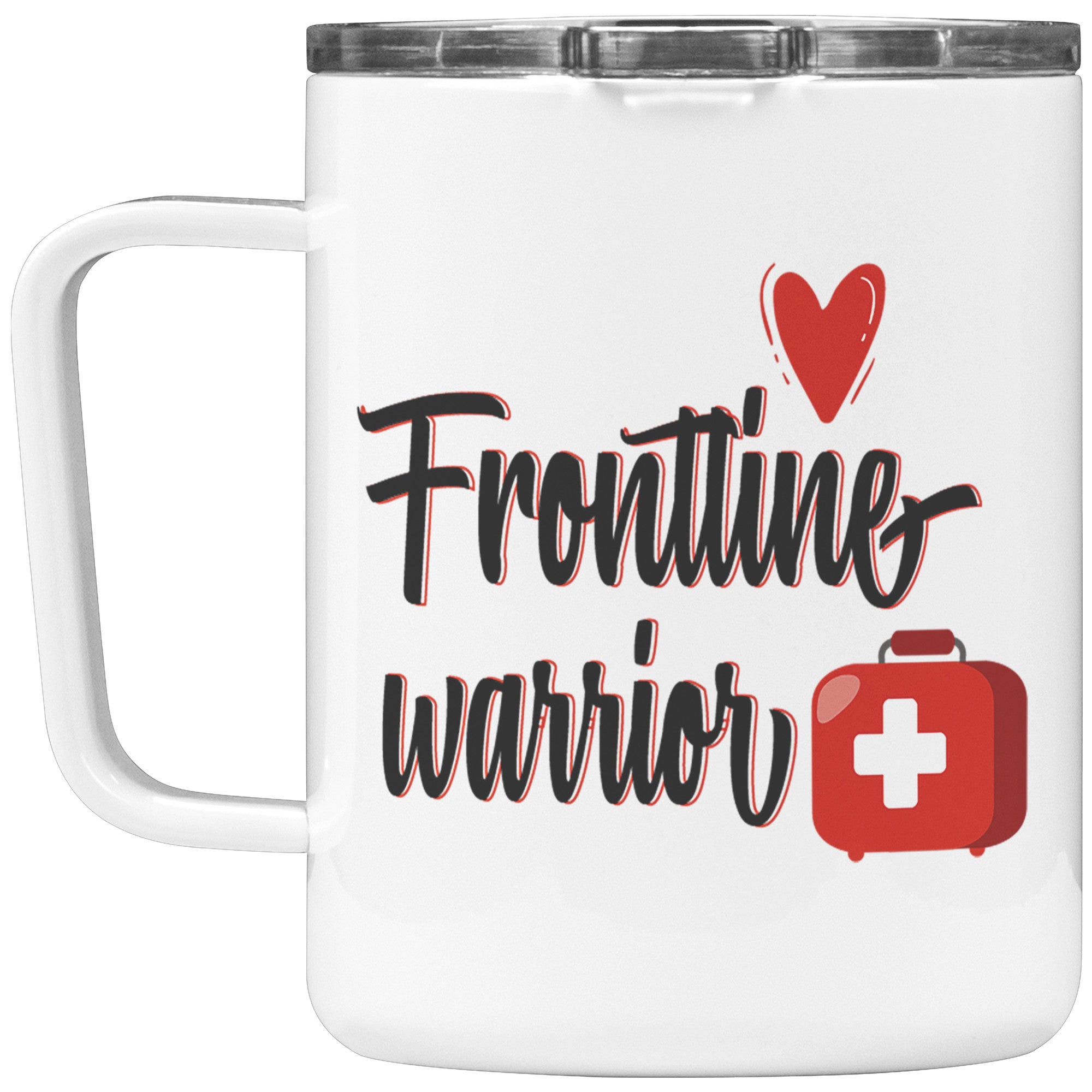 Frontline Warrior Design on 12oz Insulated Coffee Mug for Healthcare Heroes