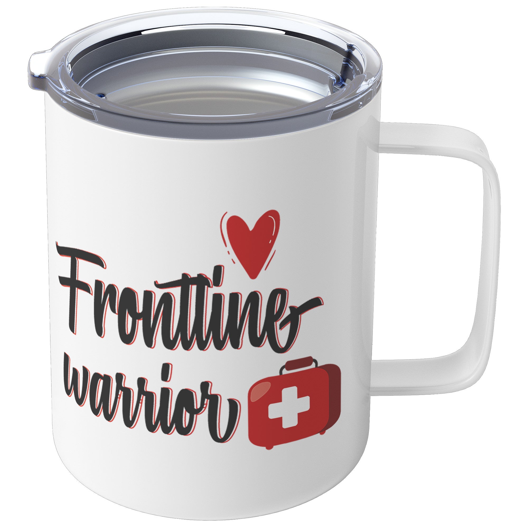 Frontline Warrior Design on 12oz Insulated Coffee Mug for Healthcare Heroes