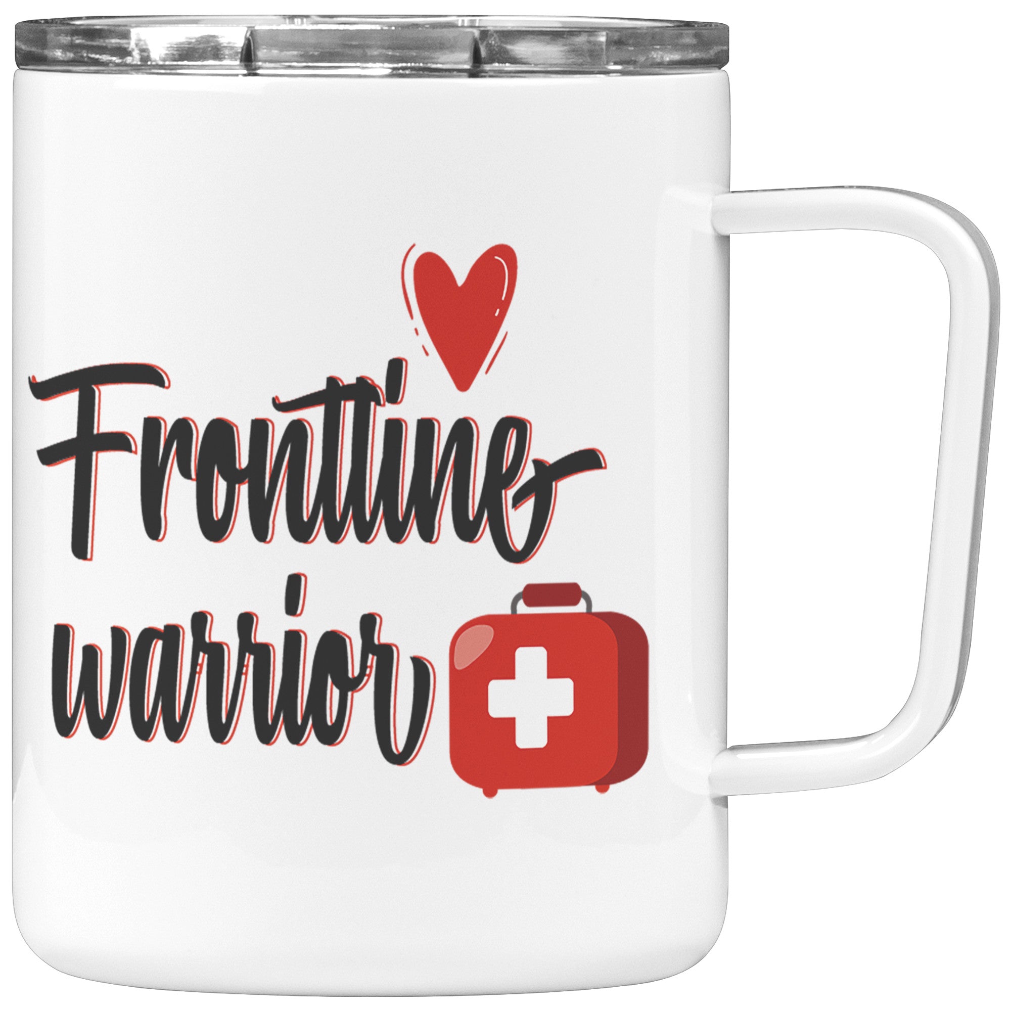 Frontline Warrior Design on 12oz Insulated Coffee Mug for Healthcare Heroes
