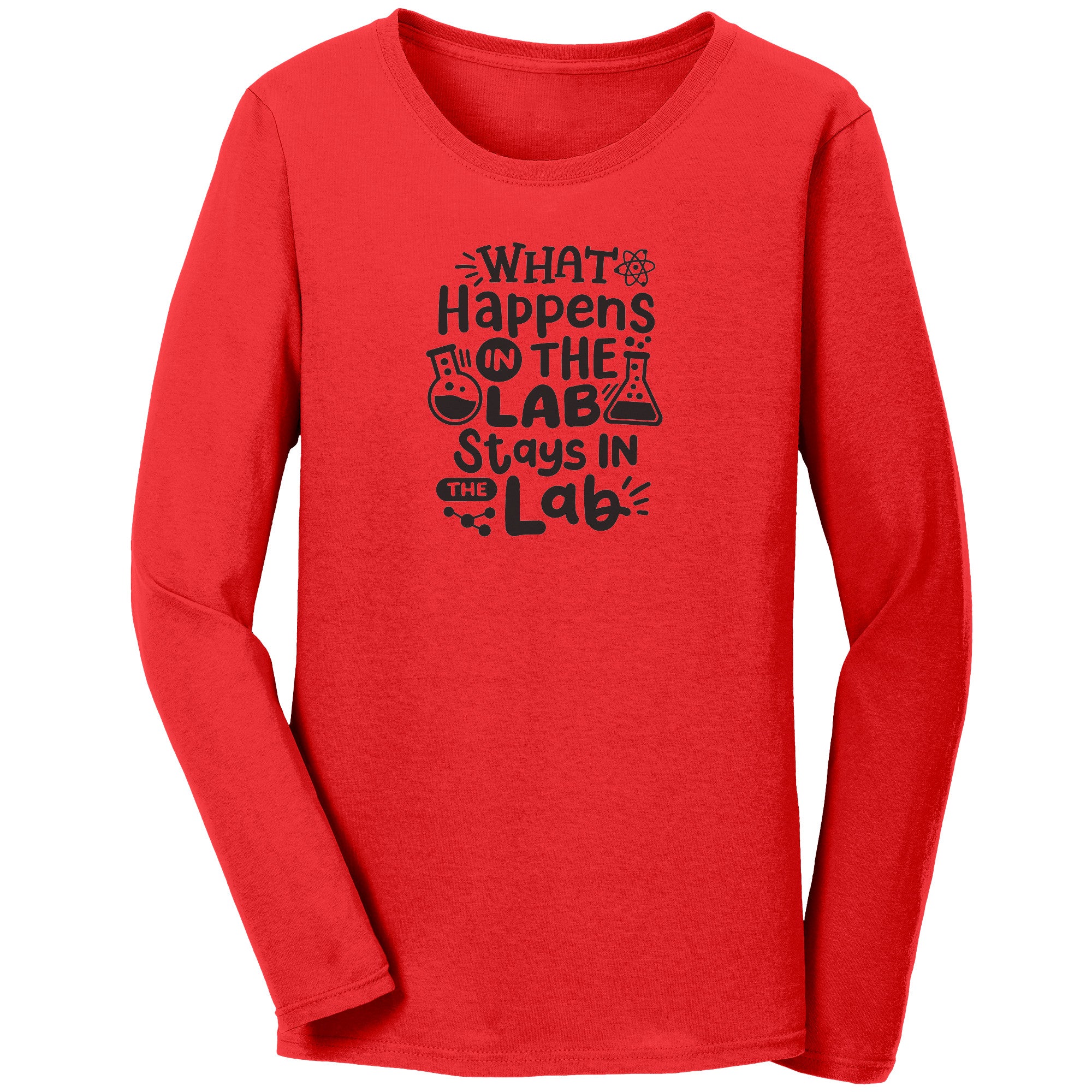 Fun 'What Happens in the Lab Stays in the Lab' Long Sleeve Shirt with Lab Vials Design - Soft Cotton Tee