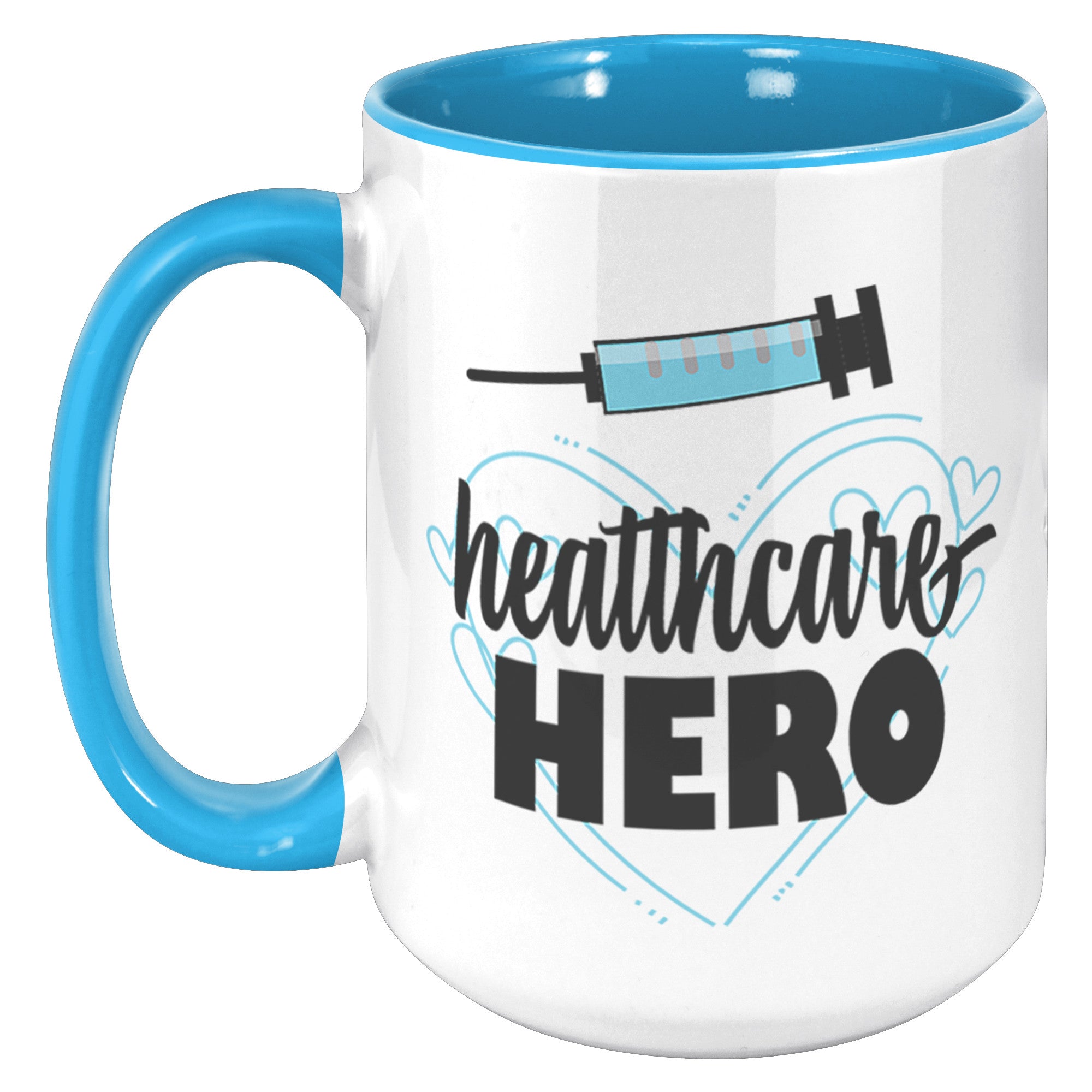 Healthcare Heroes 15oz Accent Mug – ORCA Coated, Inspirational Blue Design for Frontline Workers