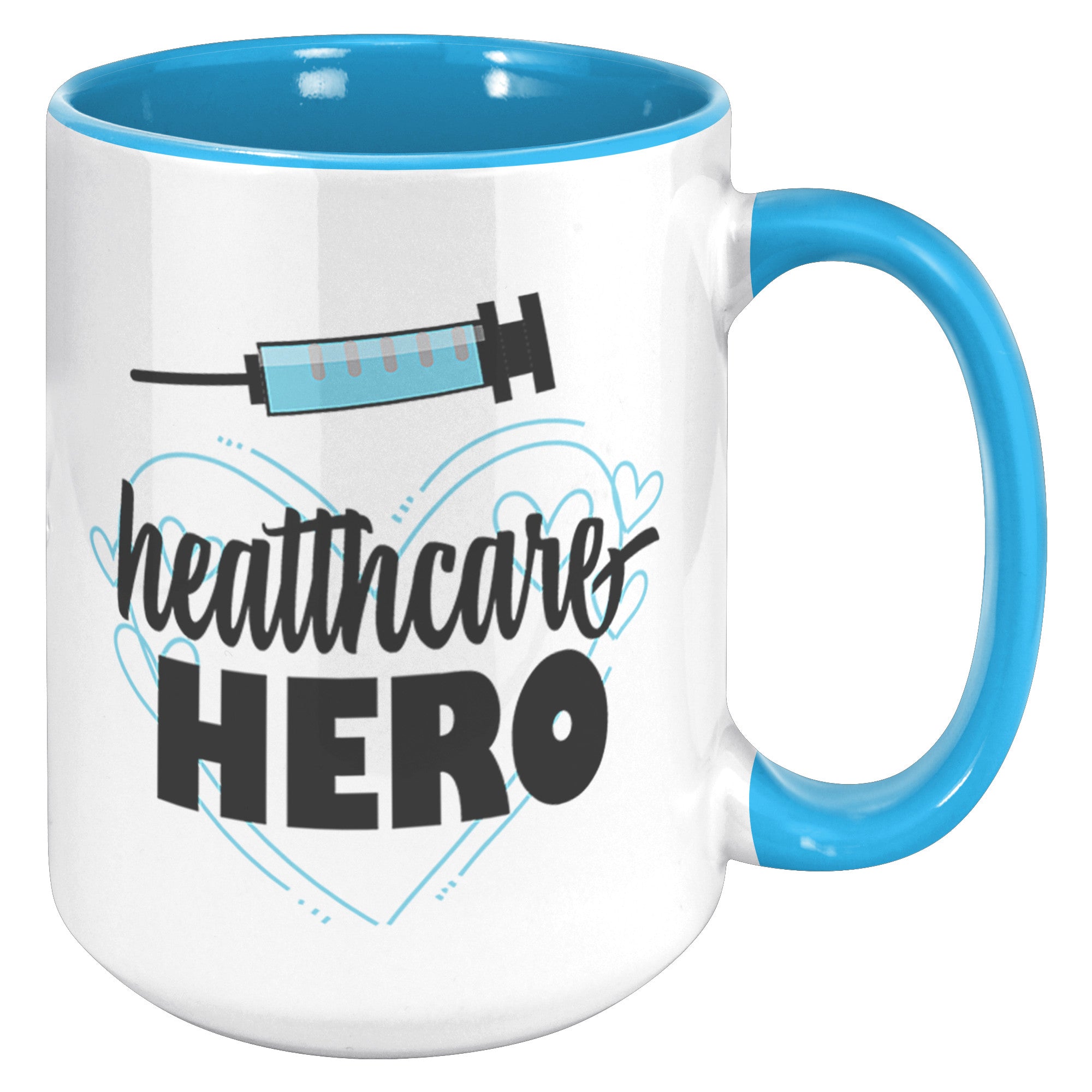 Healthcare Heroes 15oz Accent Mug – ORCA Coated, Inspirational Blue Design for Frontline Workers