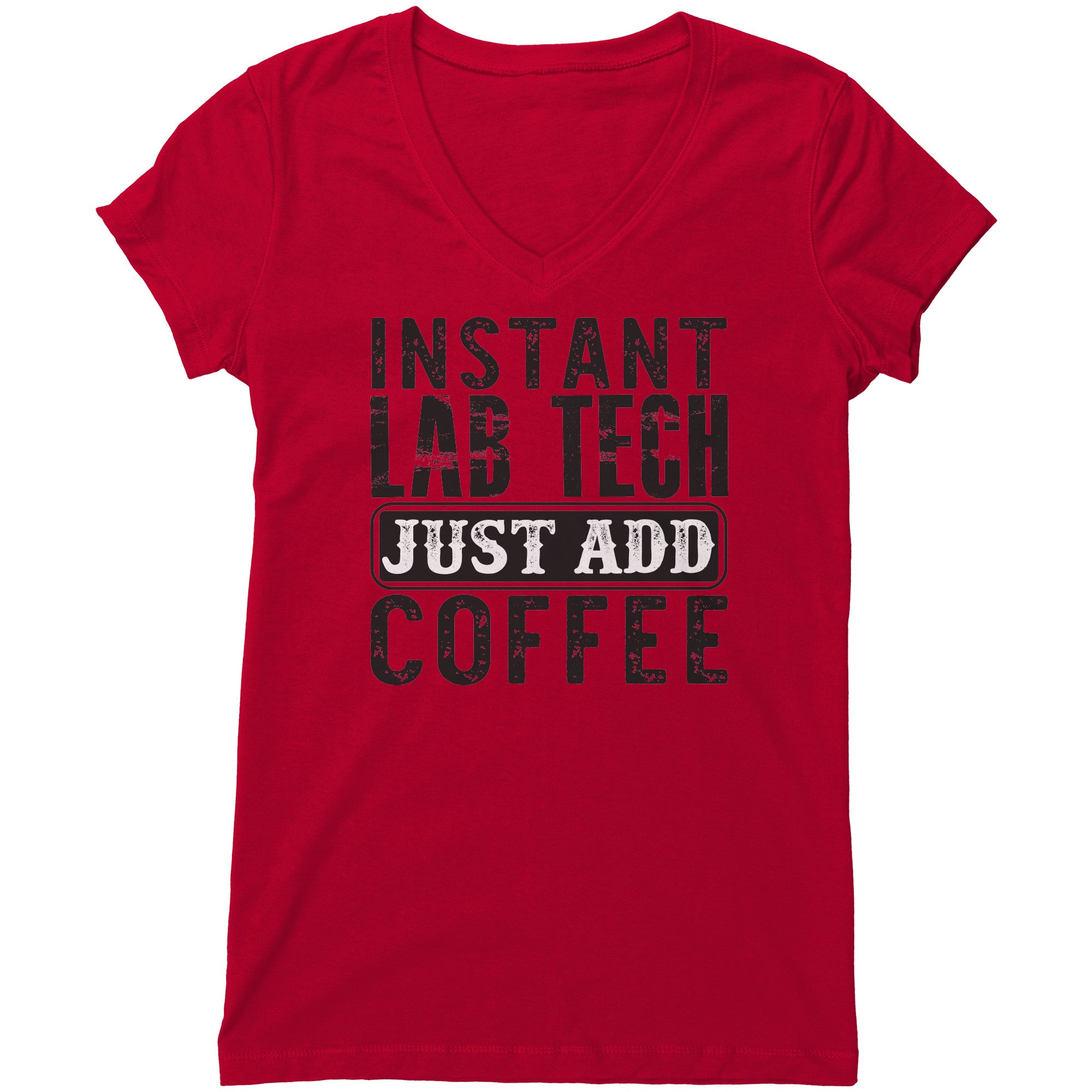 "Instant Lab Tech Just Add Coffee" Women's V-Neck T-Shirt – Relaxed Fit, Modern Style