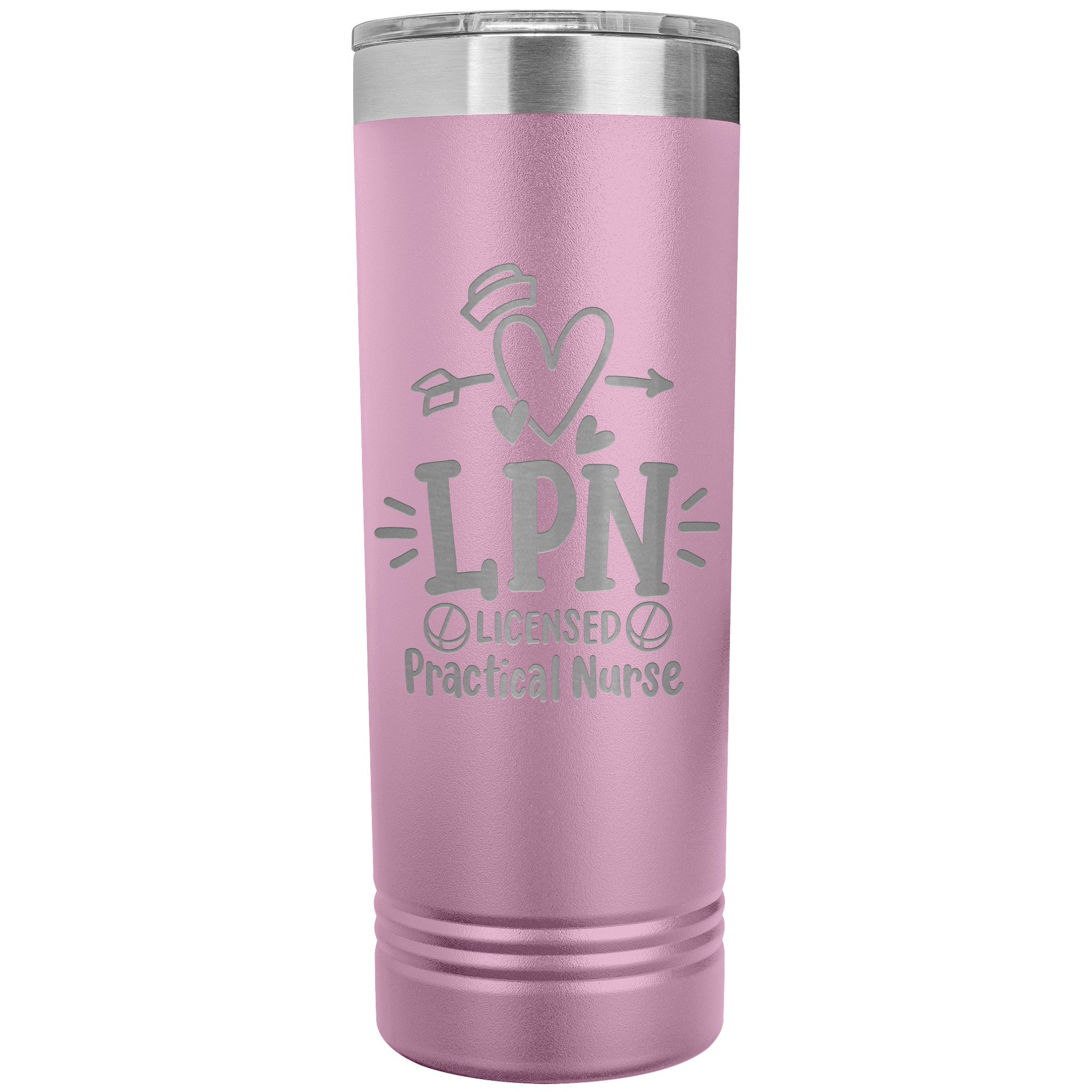 LPN Licensed Practical Nurse 22 oz Skinny Tumbler - Heart, Nurse's Cap & Pills Design, Stainless Steel Insulated Mug for Nursing Professionals