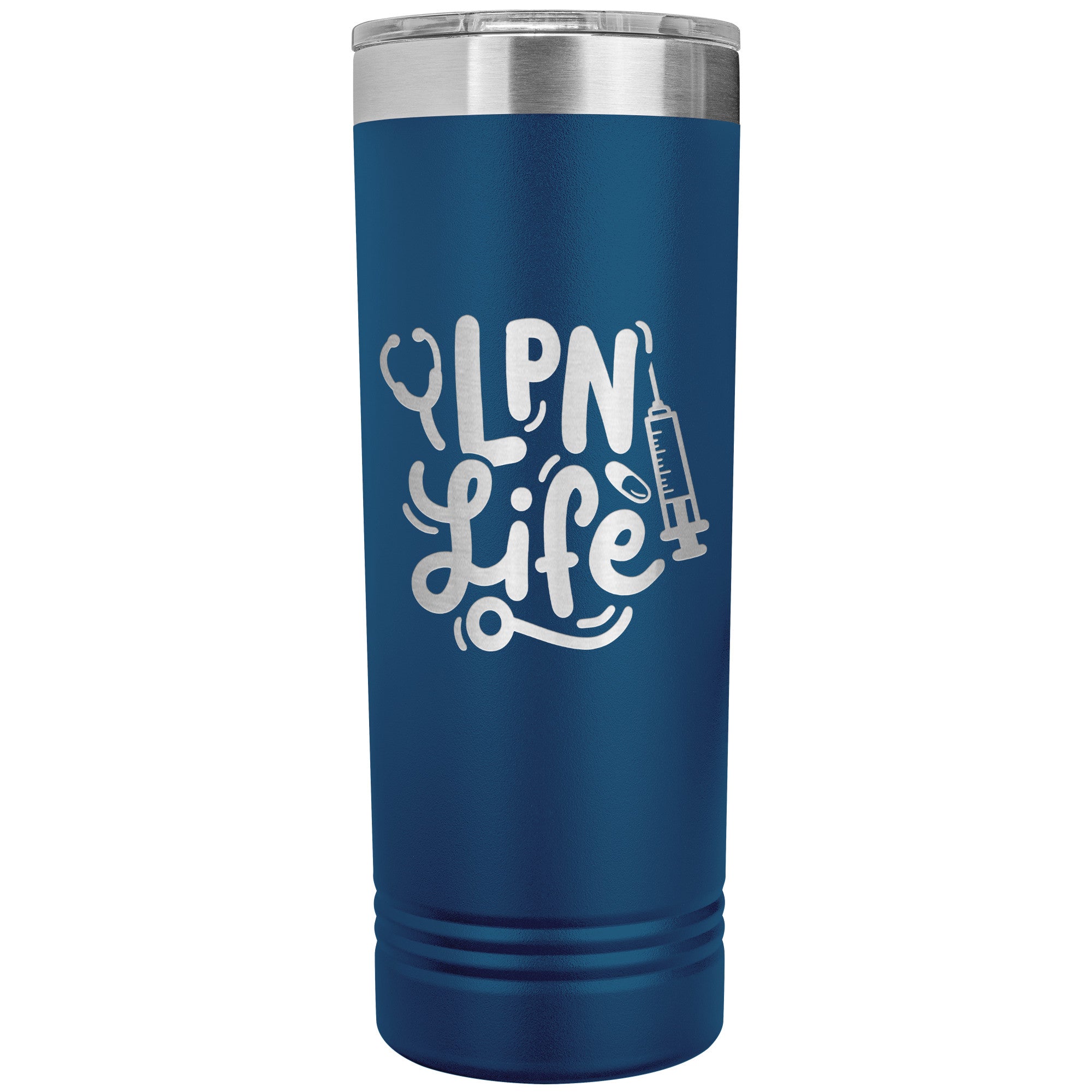 LPN Life 22 oz Skinny Tumbler with Needle & Stethoscope Design - Insulated Stainless Steel Mug for Licensed Practical Nurses