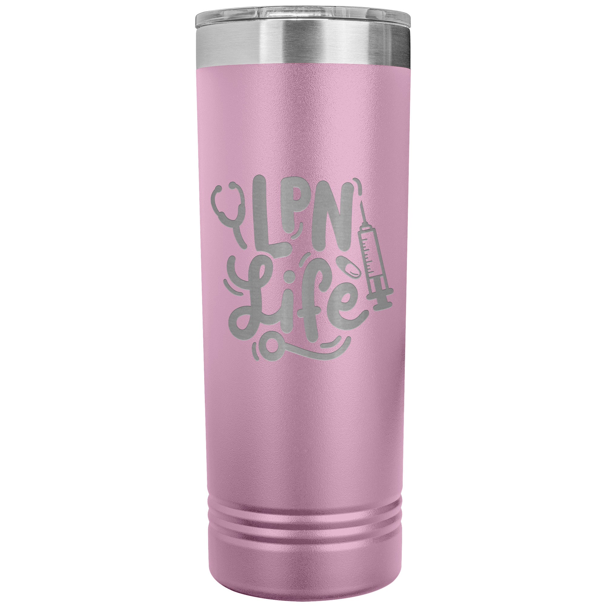 LPN Life 22 oz Skinny Tumbler with Needle & Stethoscope Design - Insulated Stainless Steel Mug for Licensed Practical Nurses