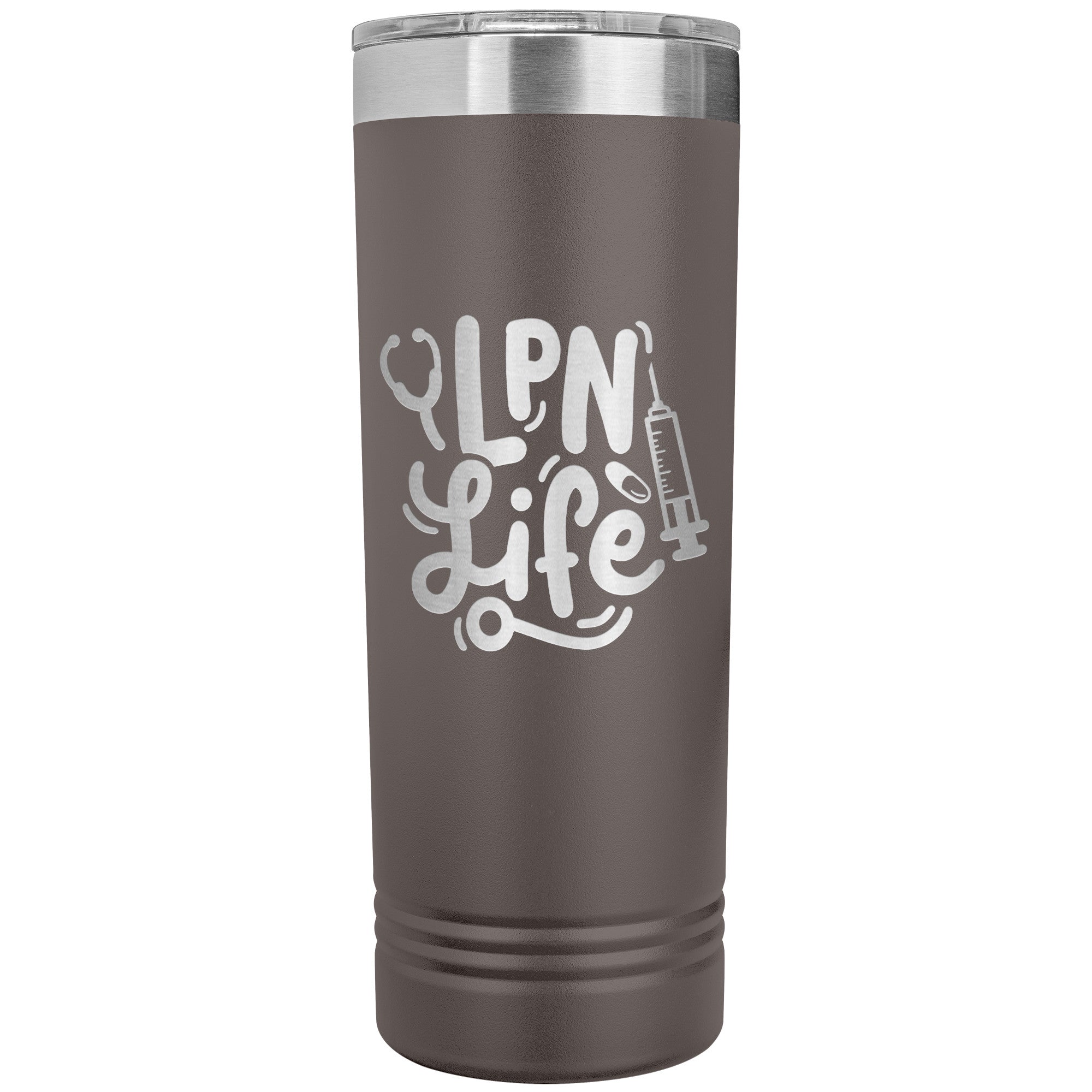 LPN Life 22 oz Skinny Tumbler with Needle & Stethoscope Design - Insulated Stainless Steel Mug for Licensed Practical Nurses