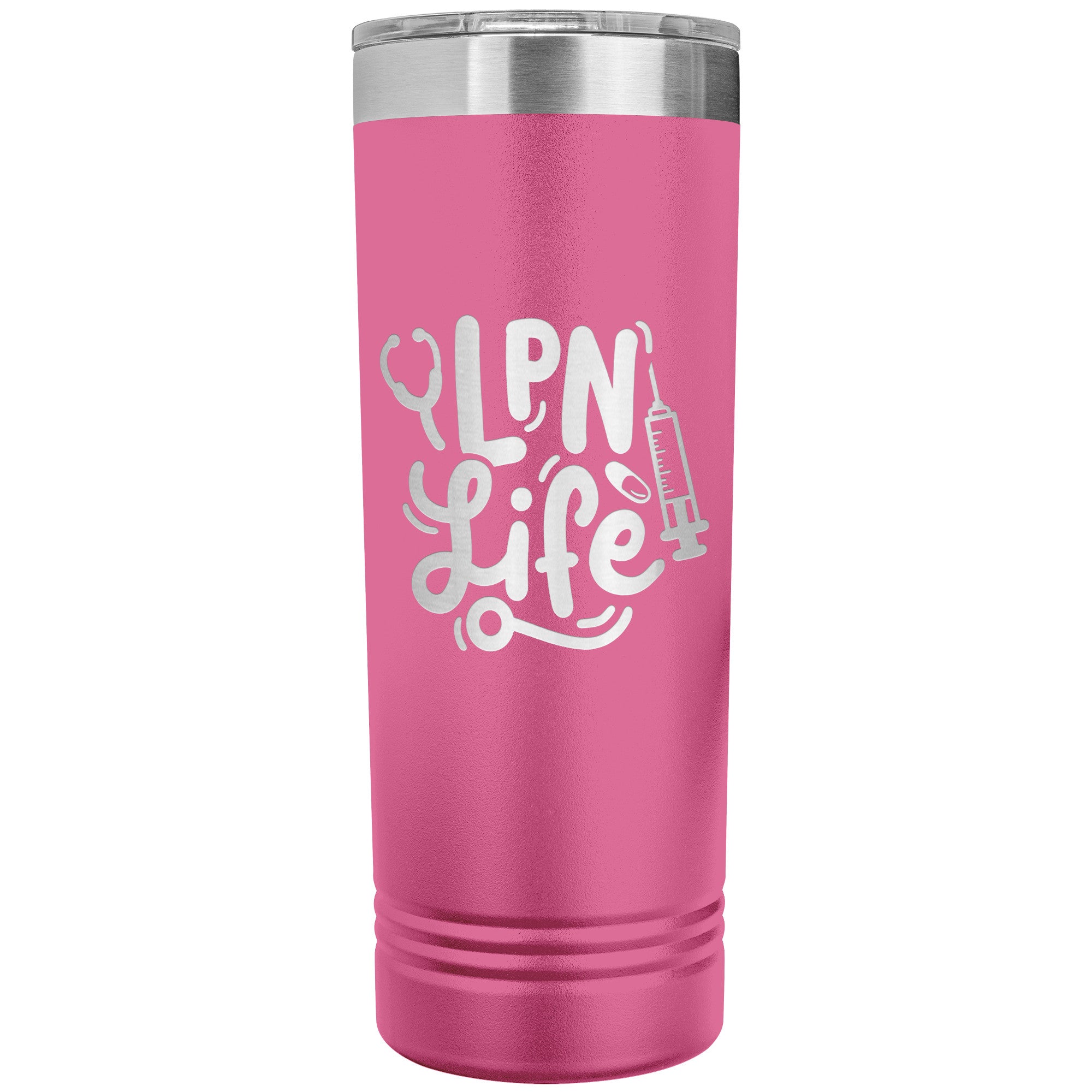 LPN Life 22 oz Skinny Tumbler with Needle & Stethoscope Design - Insulated Stainless Steel Mug for Licensed Practical Nurses