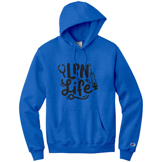 LPN Life Hoodie - Needle, Pill, and Stethoscope Design, Champion Quality, Moisture-Wicking Comfort