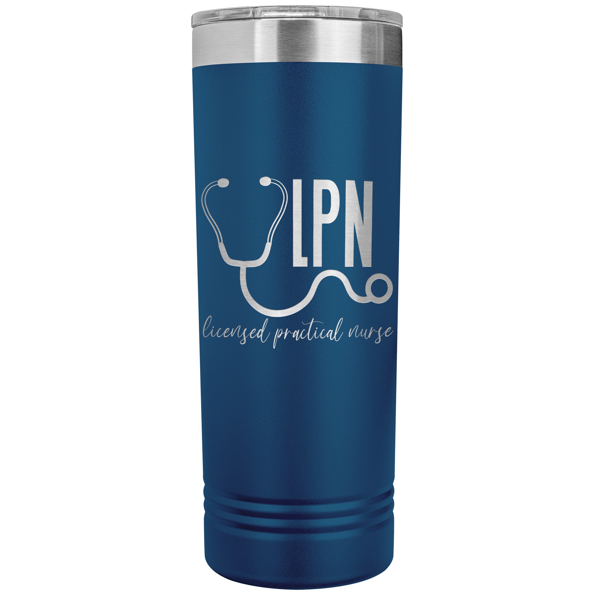 LPN with Stethoscope 22 oz Skinny Tumbler - Professional Stainless Steel Insulated Mug for Licensed Practical Nurses