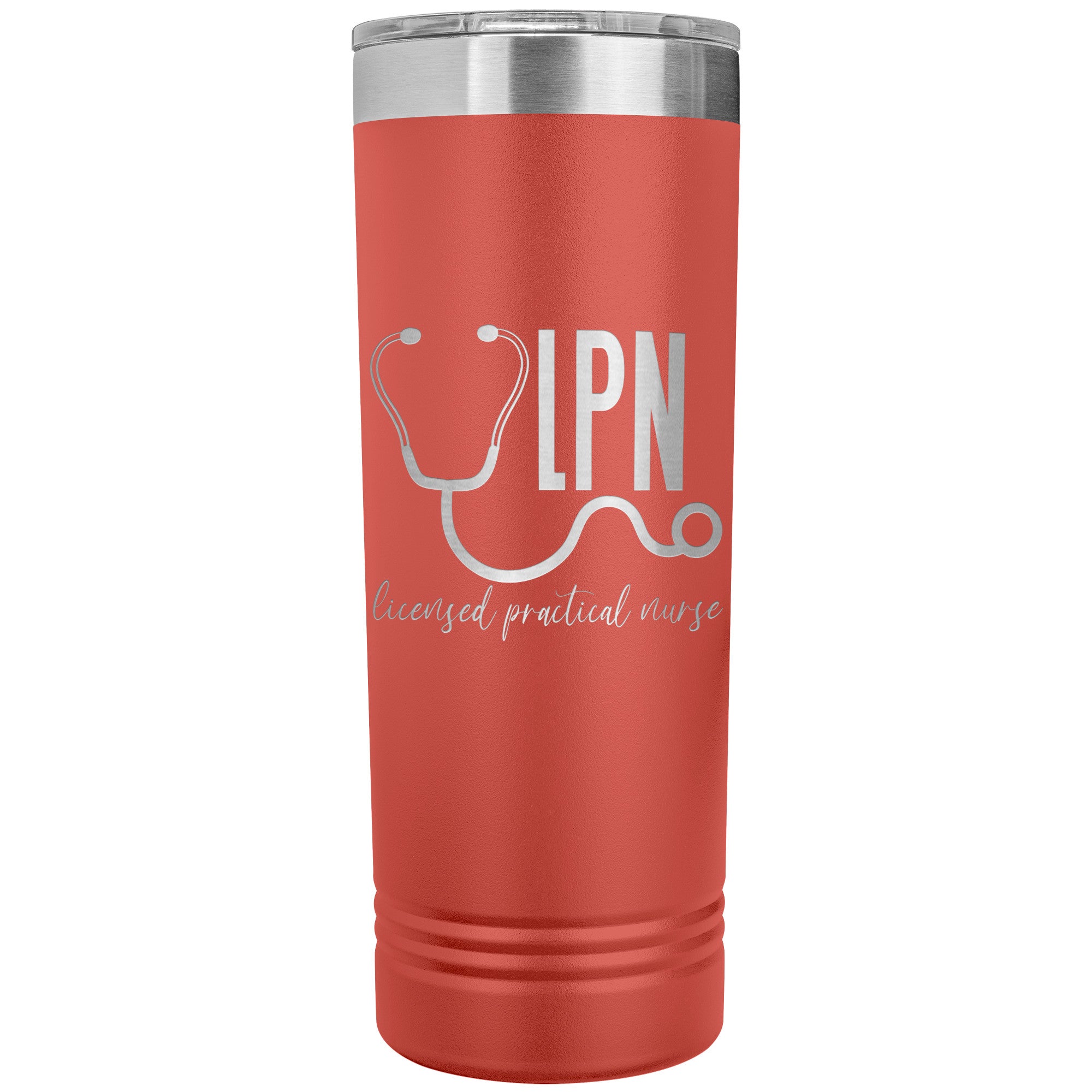LPN with Stethoscope 22 oz Skinny Tumbler - Professional Stainless Steel Insulated Mug for Licensed Practical Nurses