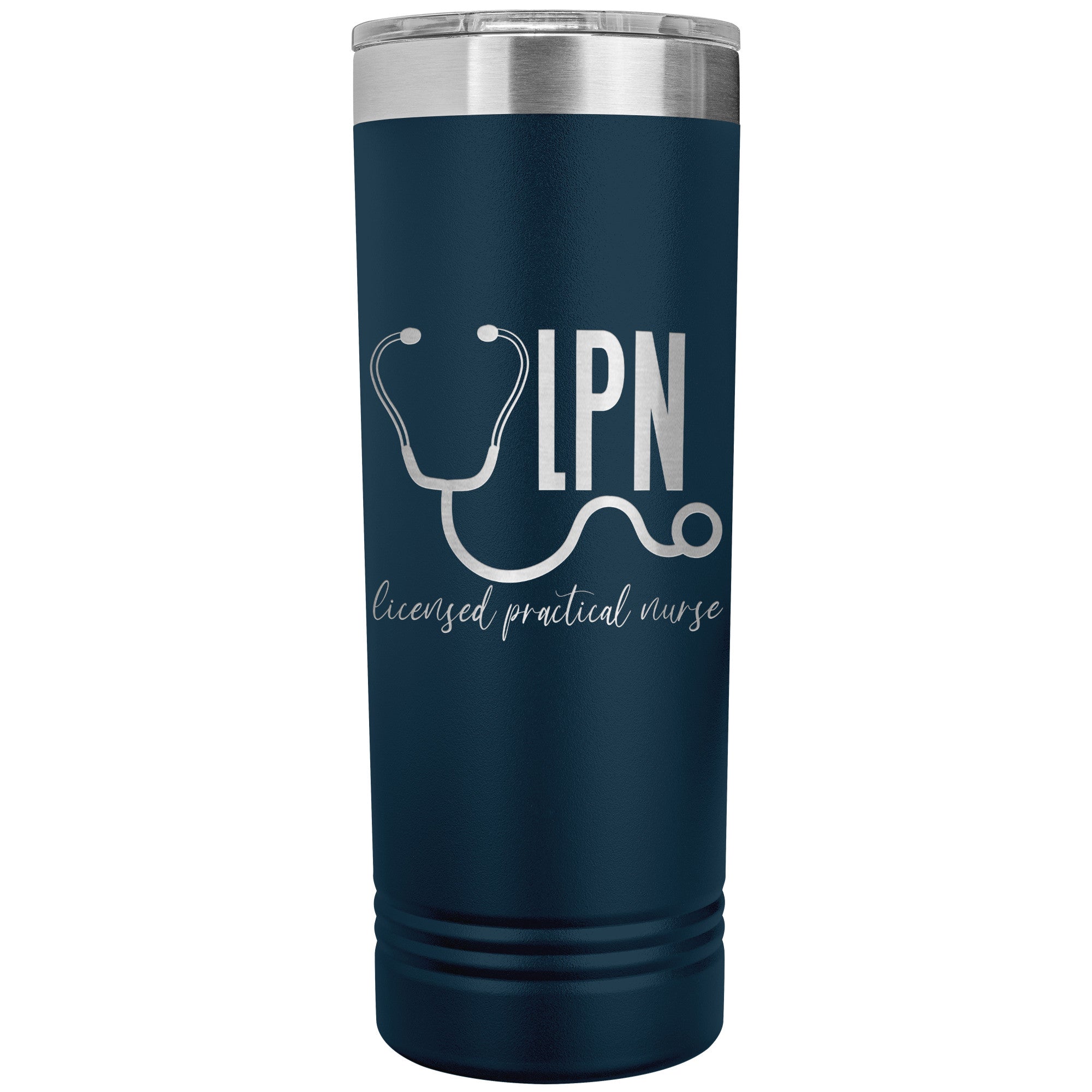 LPN with Stethoscope 22 oz Skinny Tumbler - Professional Stainless Steel Insulated Mug for Licensed Practical Nurses