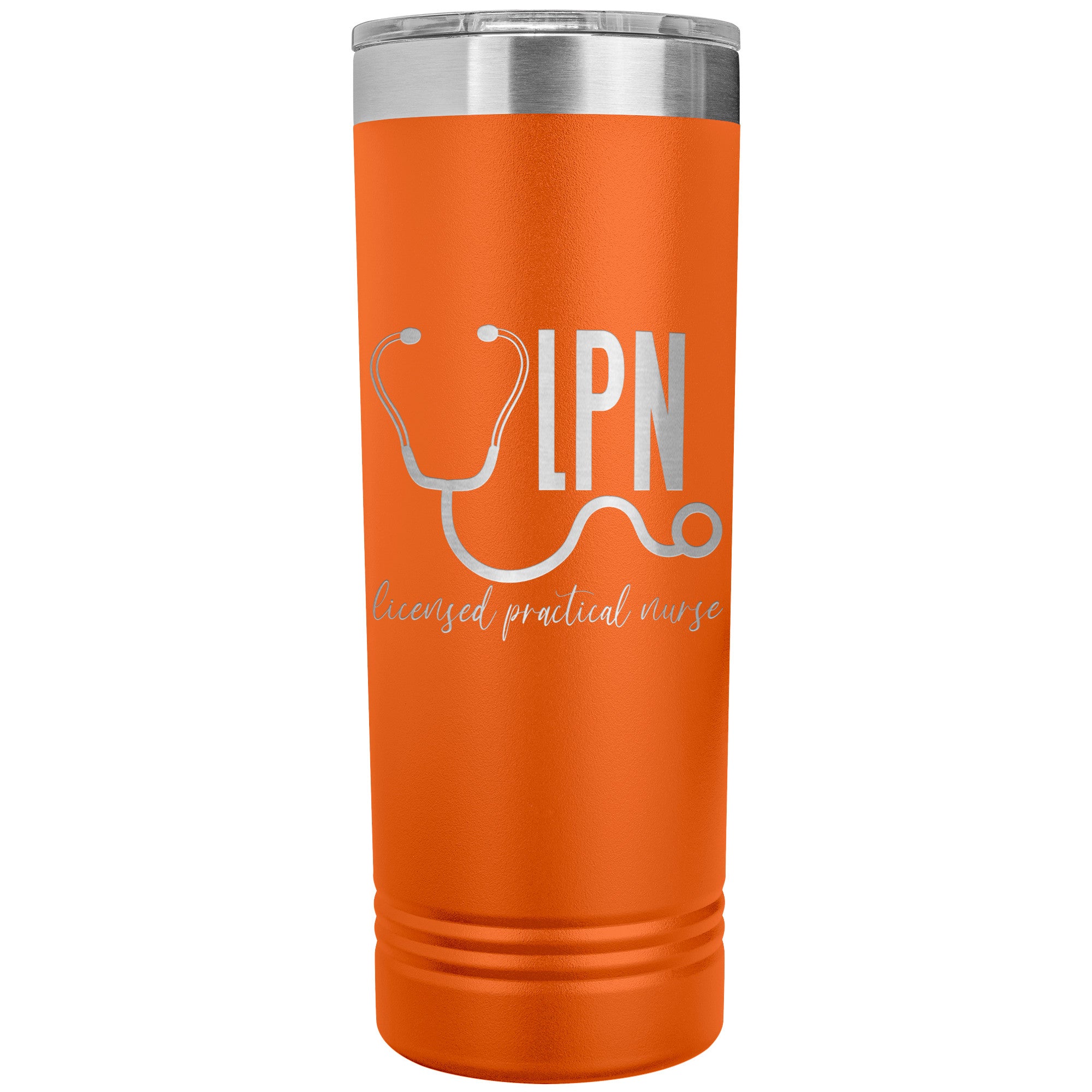 LPN with Stethoscope 22 oz Skinny Tumbler - Professional Stainless Steel Insulated Mug for Licensed Practical Nurses