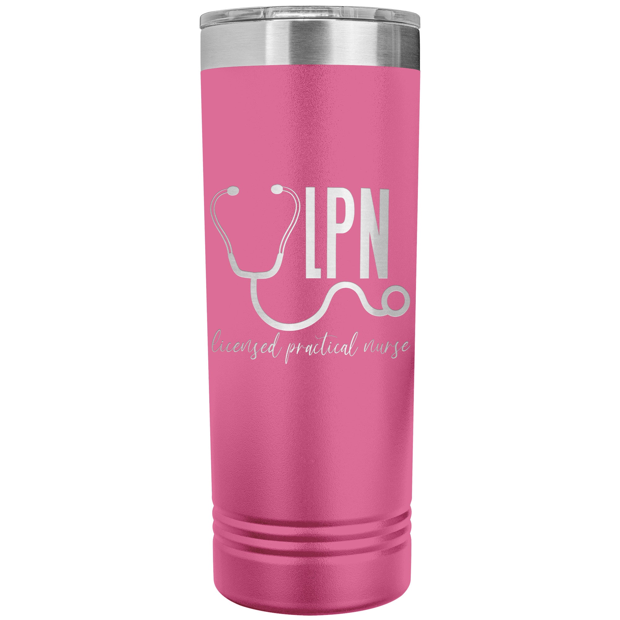 LPN with Stethoscope 22 oz Skinny Tumbler - Professional Stainless Steel Insulated Mug for Licensed Practical Nurses