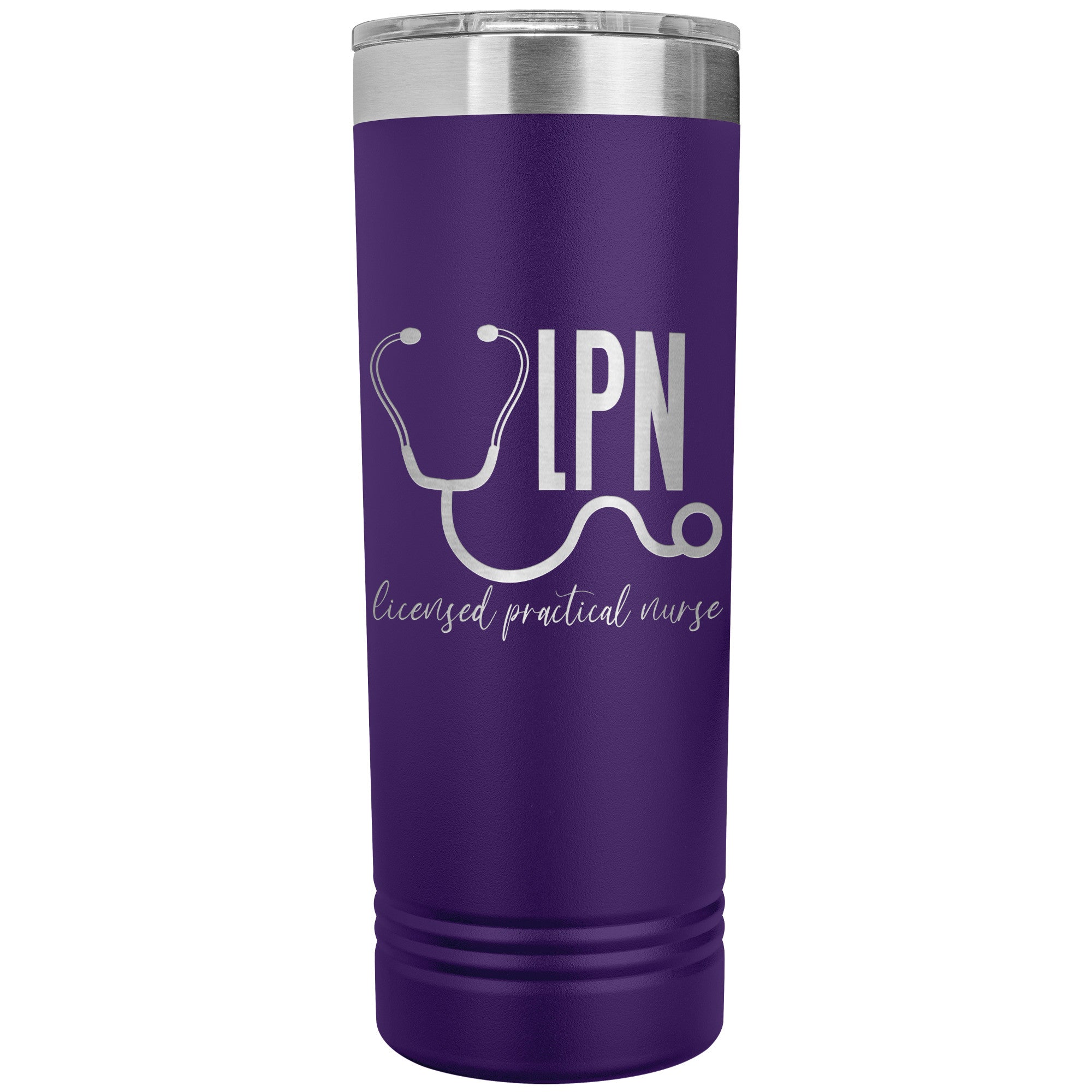 LPN with Stethoscope 22 oz Skinny Tumbler - Professional Stainless Steel Insulated Mug for Licensed Practical Nurses