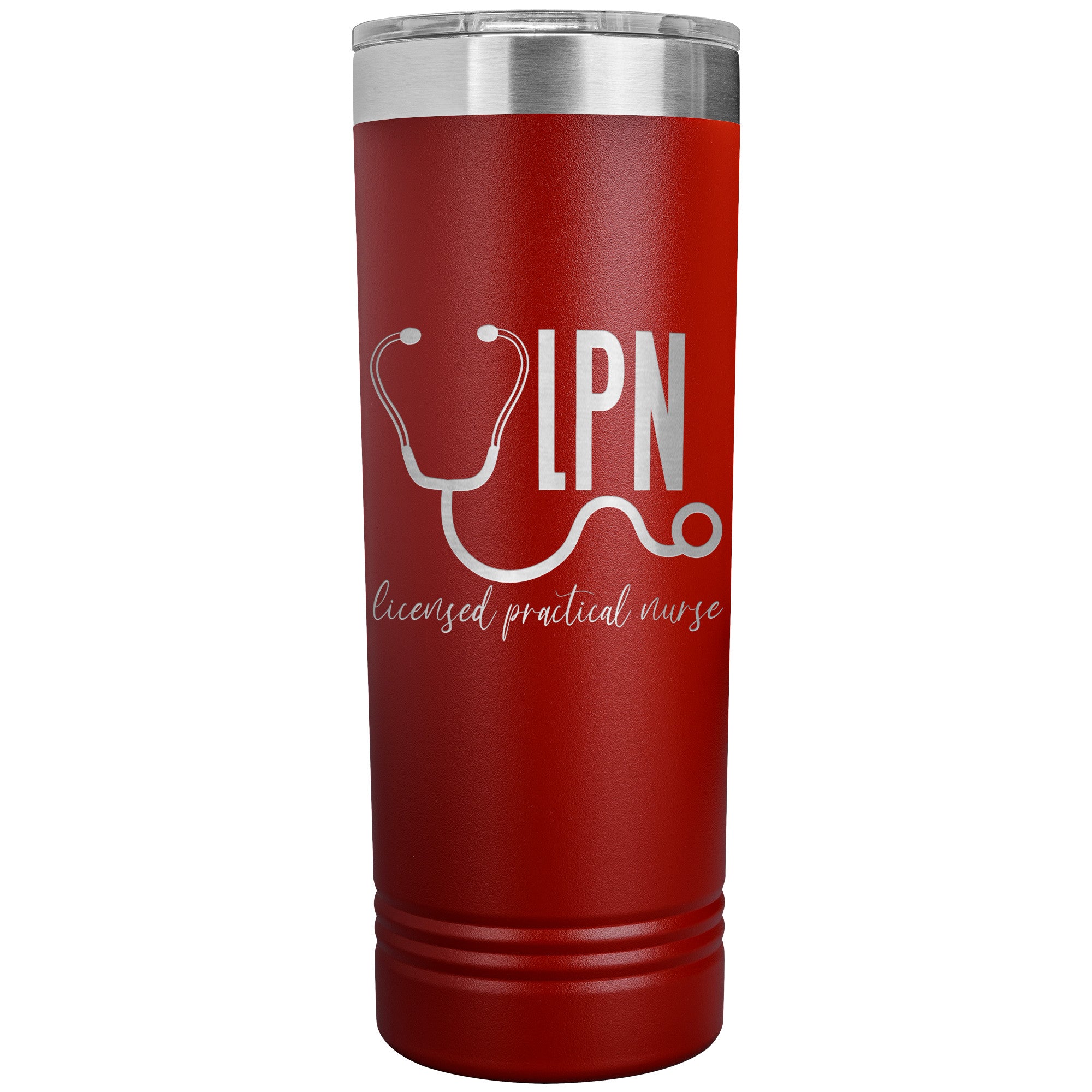 LPN with Stethoscope 22 oz Skinny Tumbler - Professional Stainless Steel Insulated Mug for Licensed Practical Nurses