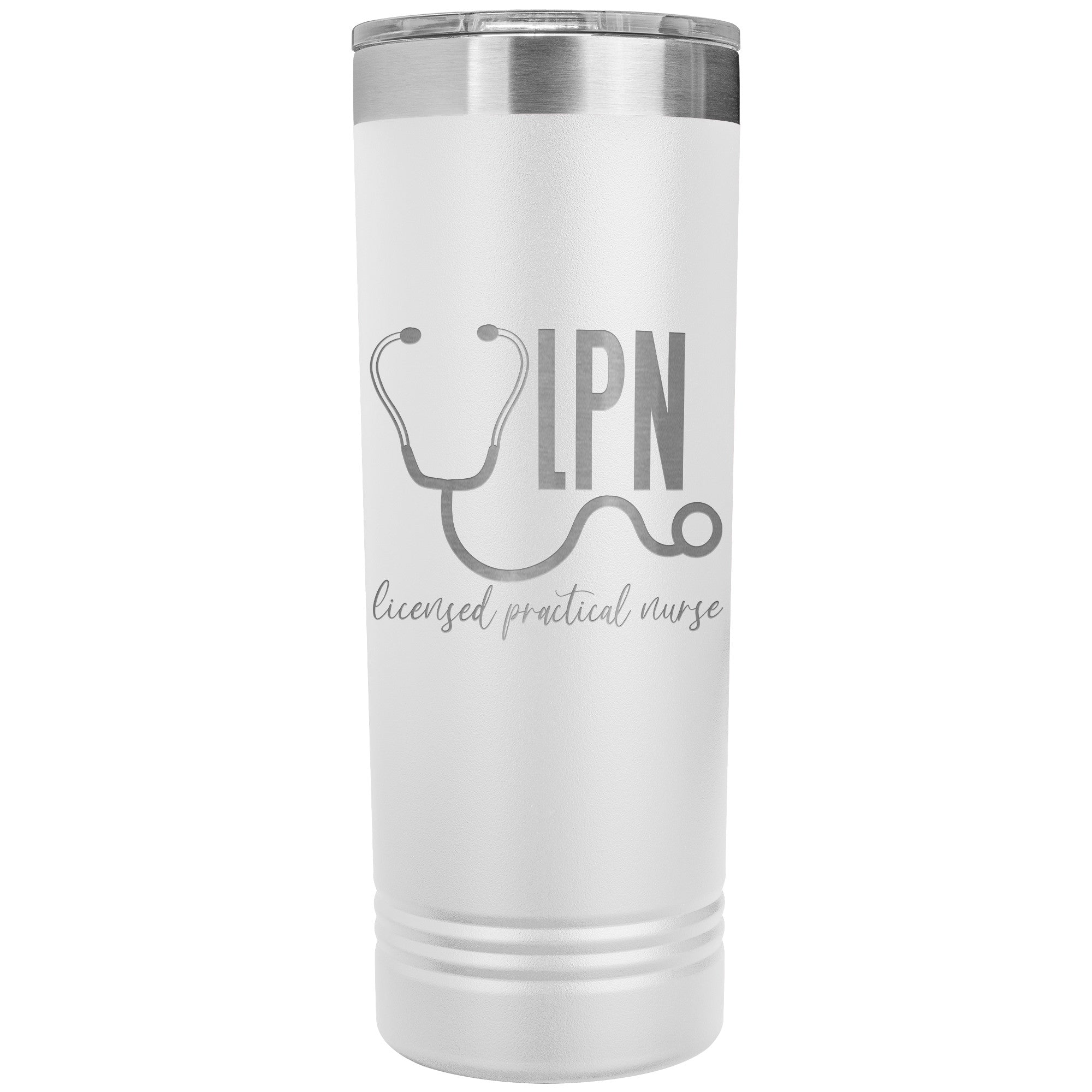 LPN with Stethoscope 22 oz Skinny Tumbler - Professional Stainless Steel Insulated Mug for Licensed Practical Nurses