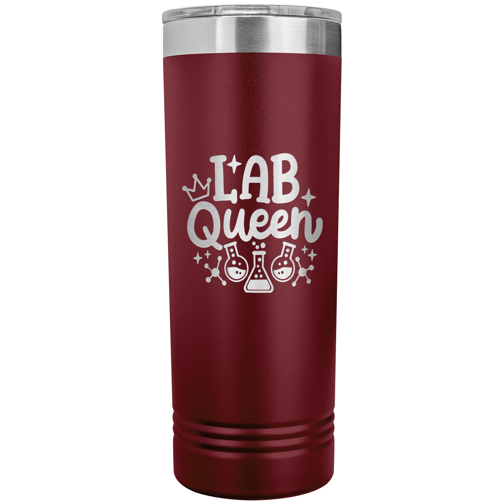 Lab Queen 22 oz Skinny Tumbler - Elegant Stainless Steel Insulated Mug for Laboratory Professionals