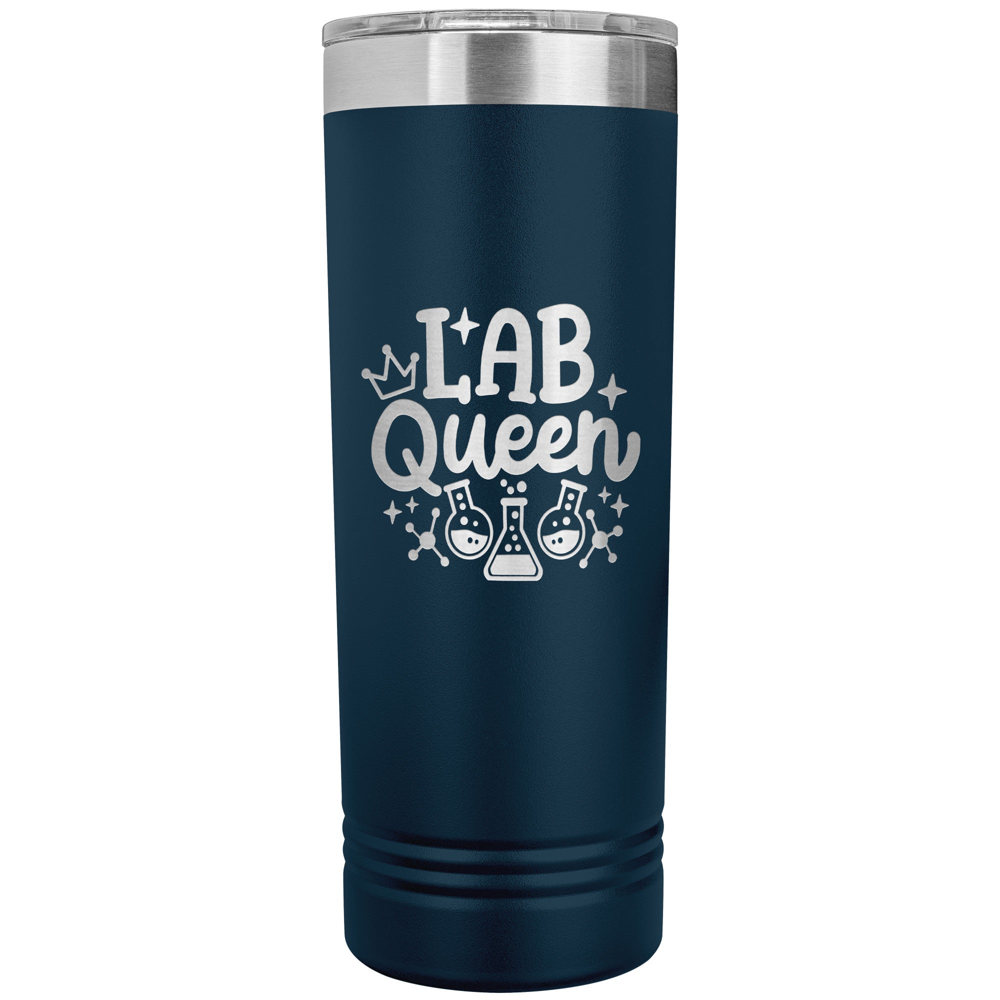 Lab Queen 22 oz Skinny Tumbler - Elegant Stainless Steel Insulated Mug for Laboratory Professionals