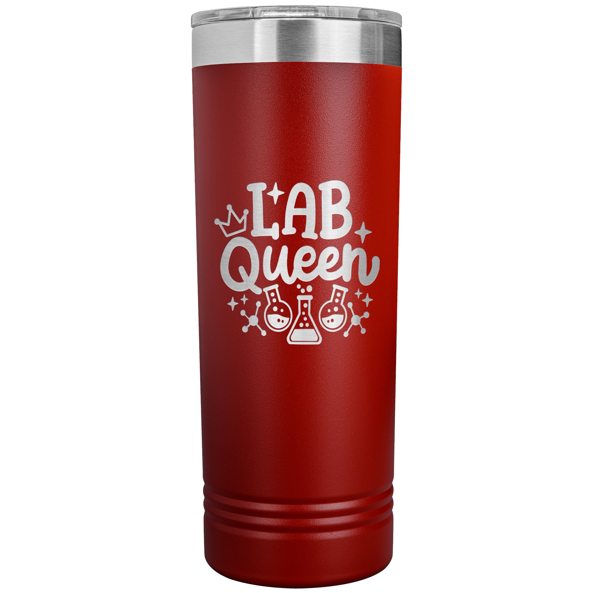 Lab Queen 22 oz Skinny Tumbler - Elegant Stainless Steel Insulated Mug for Laboratory Professionals