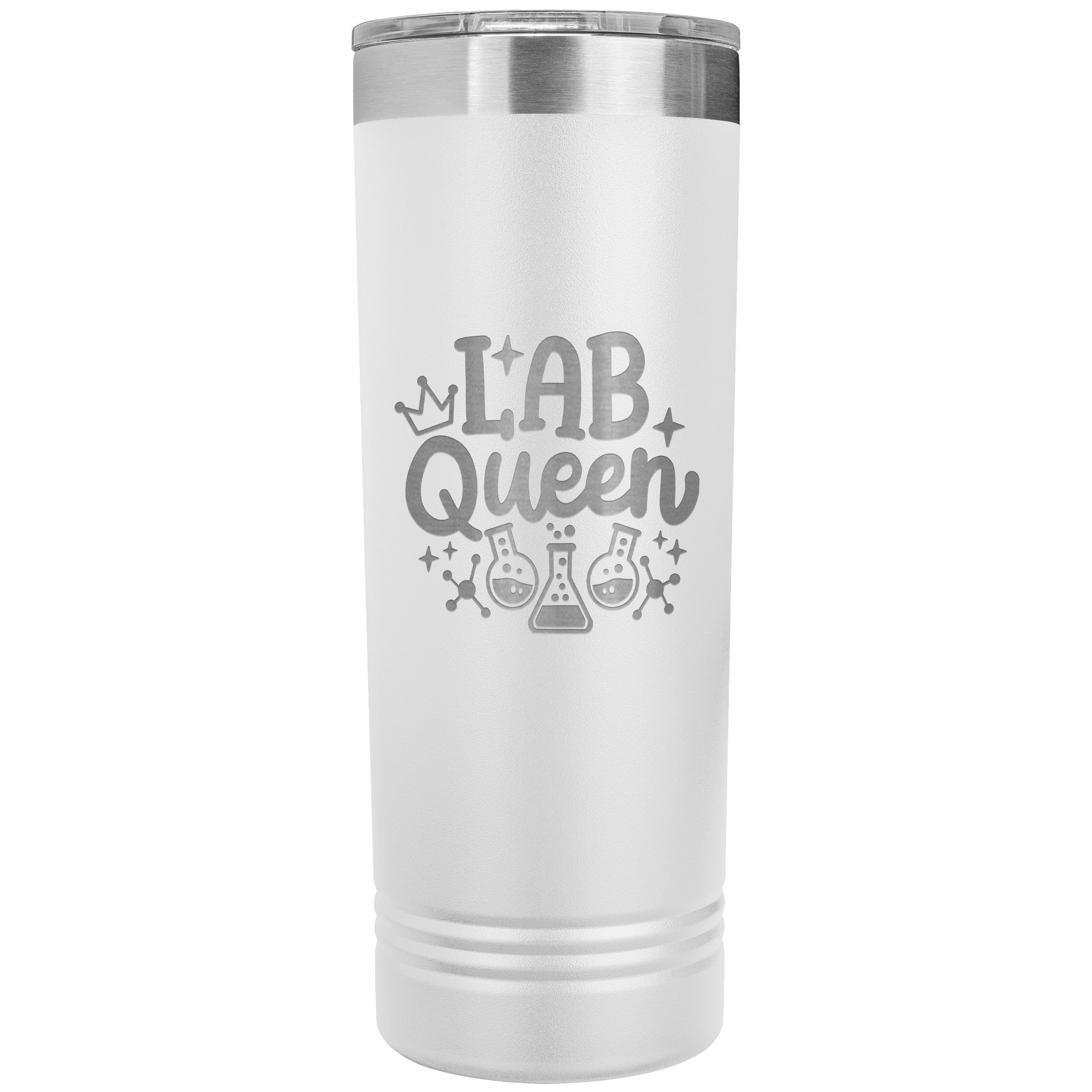 Lab Queen 22 oz Skinny Tumbler - Elegant Stainless Steel Insulated Mug for Laboratory Professionals