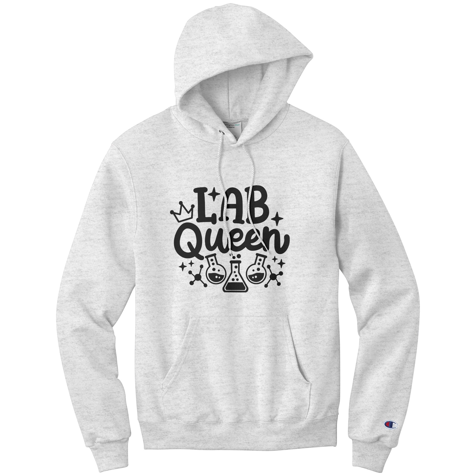 Lab Queen Hoodie - Lab Vials Design, Champion Crafted, Moisture-Wicking Comfort