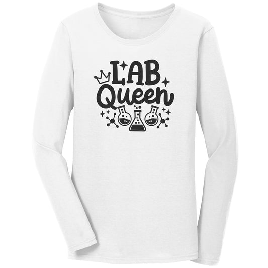 Lab Queen Long Sleeve Shirt with Lab Vials Design - Elegant Cotton Tee for Science Professionals